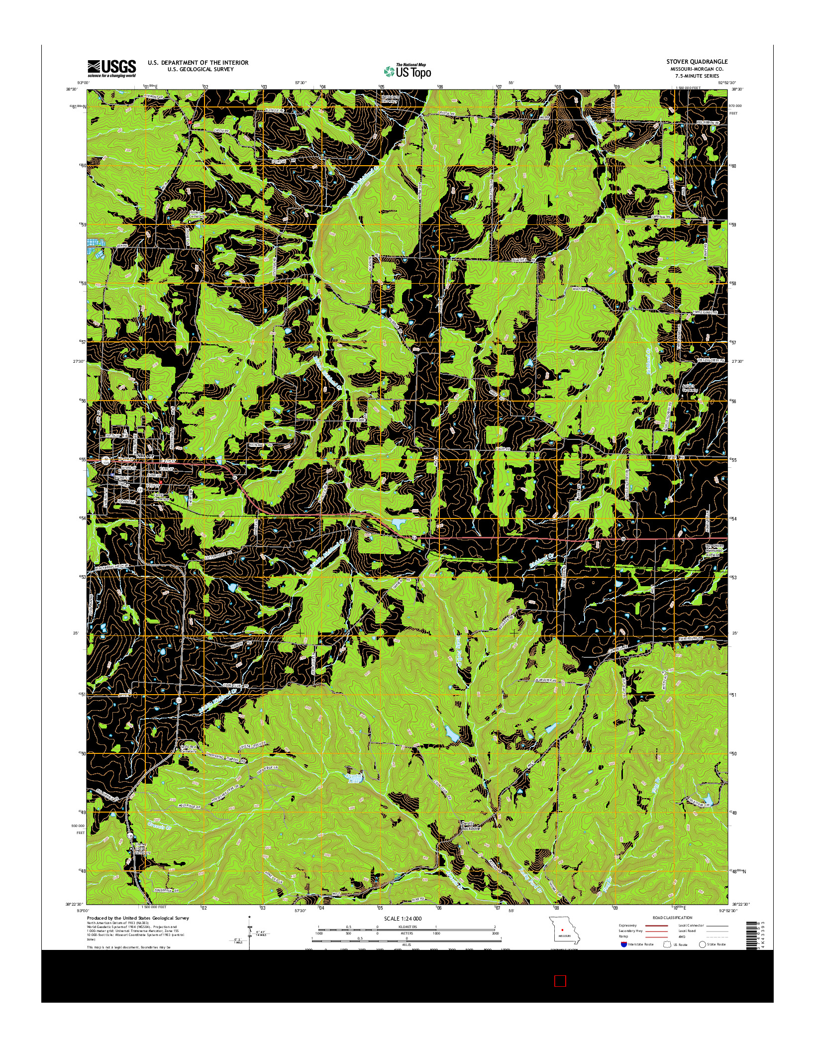USGS US TOPO 7.5-MINUTE MAP FOR STOVER, MO 2015