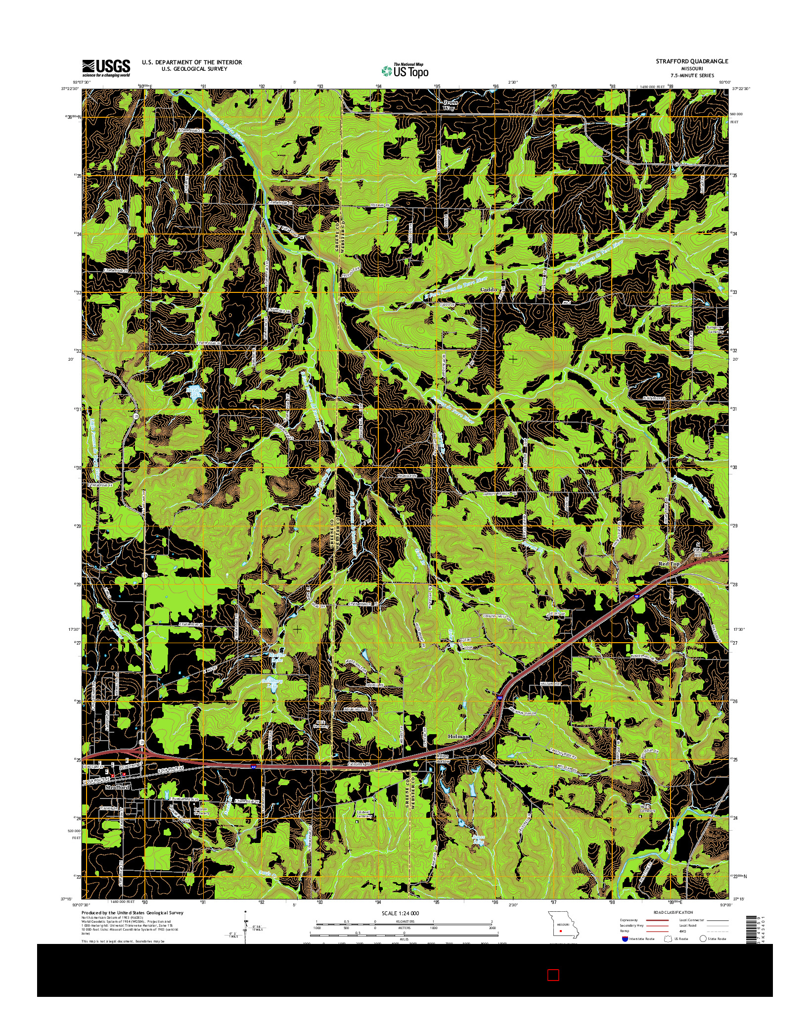 USGS US TOPO 7.5-MINUTE MAP FOR STRAFFORD, MO 2015