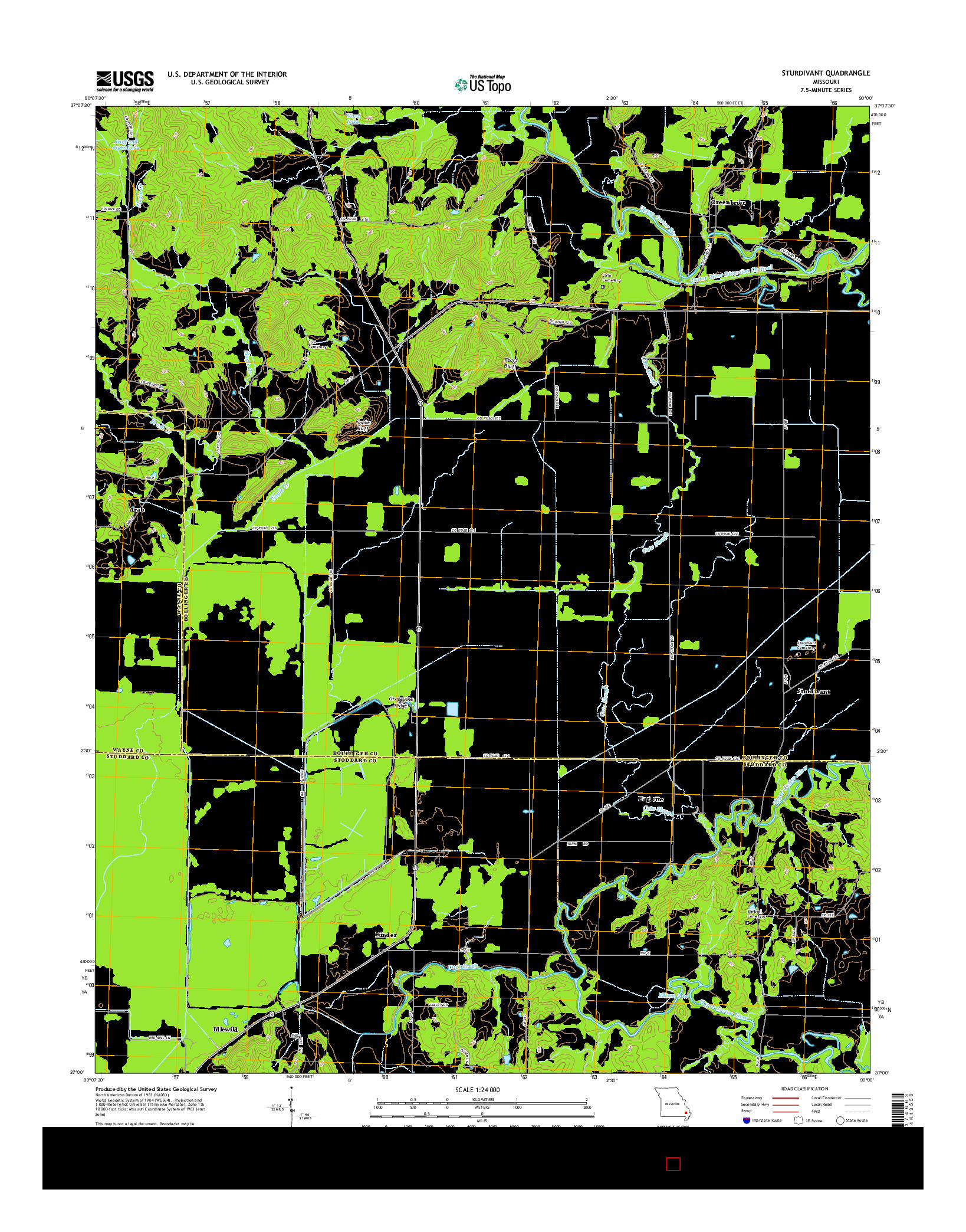 USGS US TOPO 7.5-MINUTE MAP FOR STURDIVANT, MO 2015