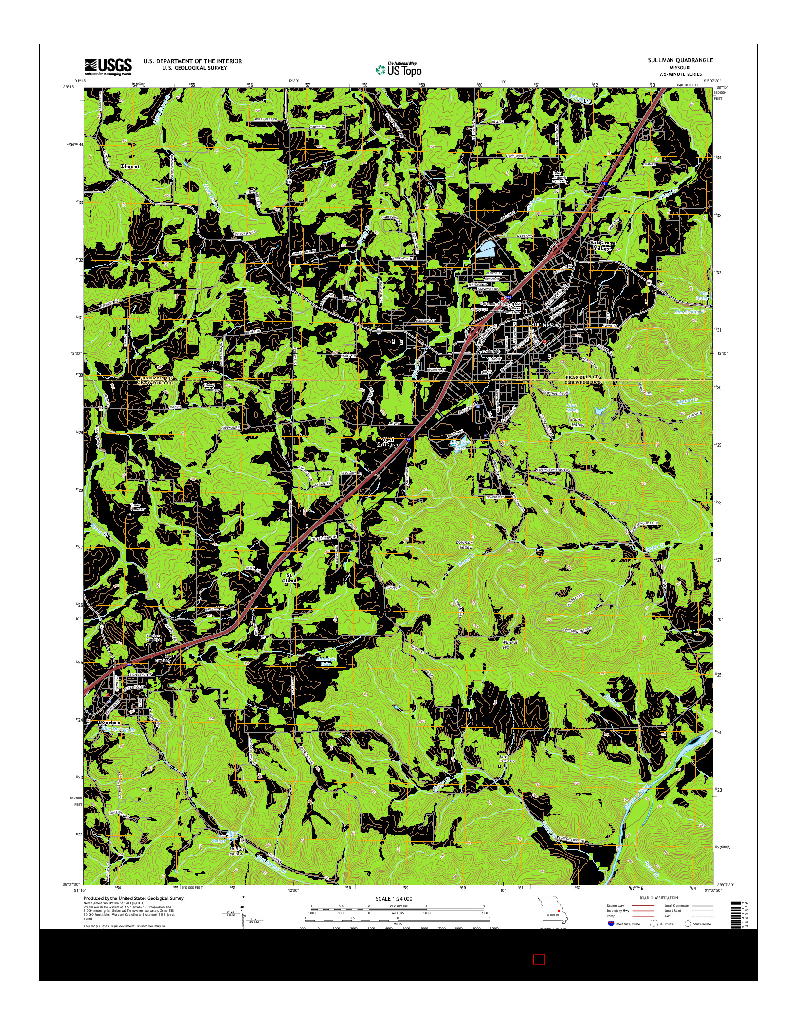 USGS US TOPO 7.5-MINUTE MAP FOR SULLIVAN, MO 2015