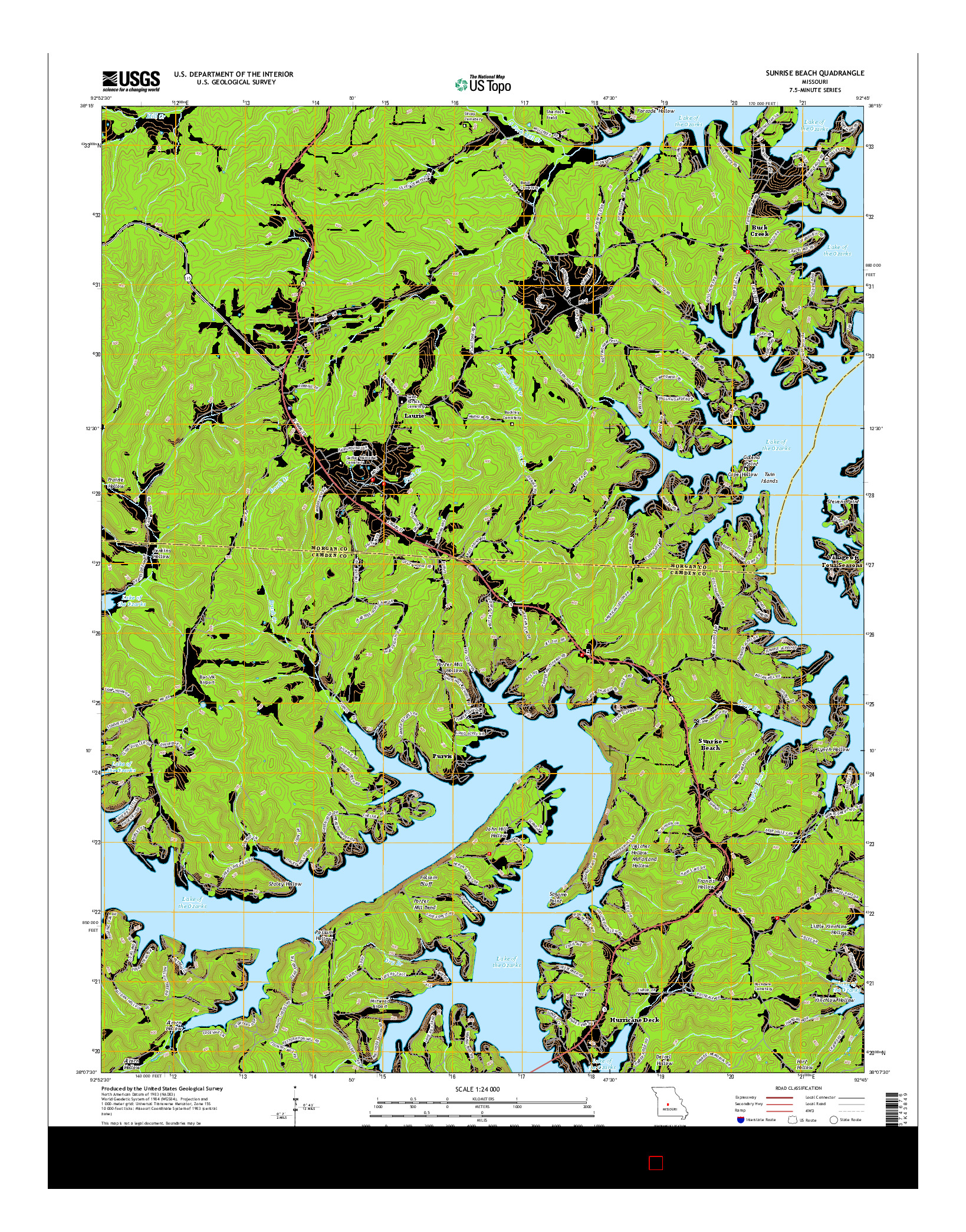 USGS US TOPO 7.5-MINUTE MAP FOR SUNRISE BEACH, MO 2015