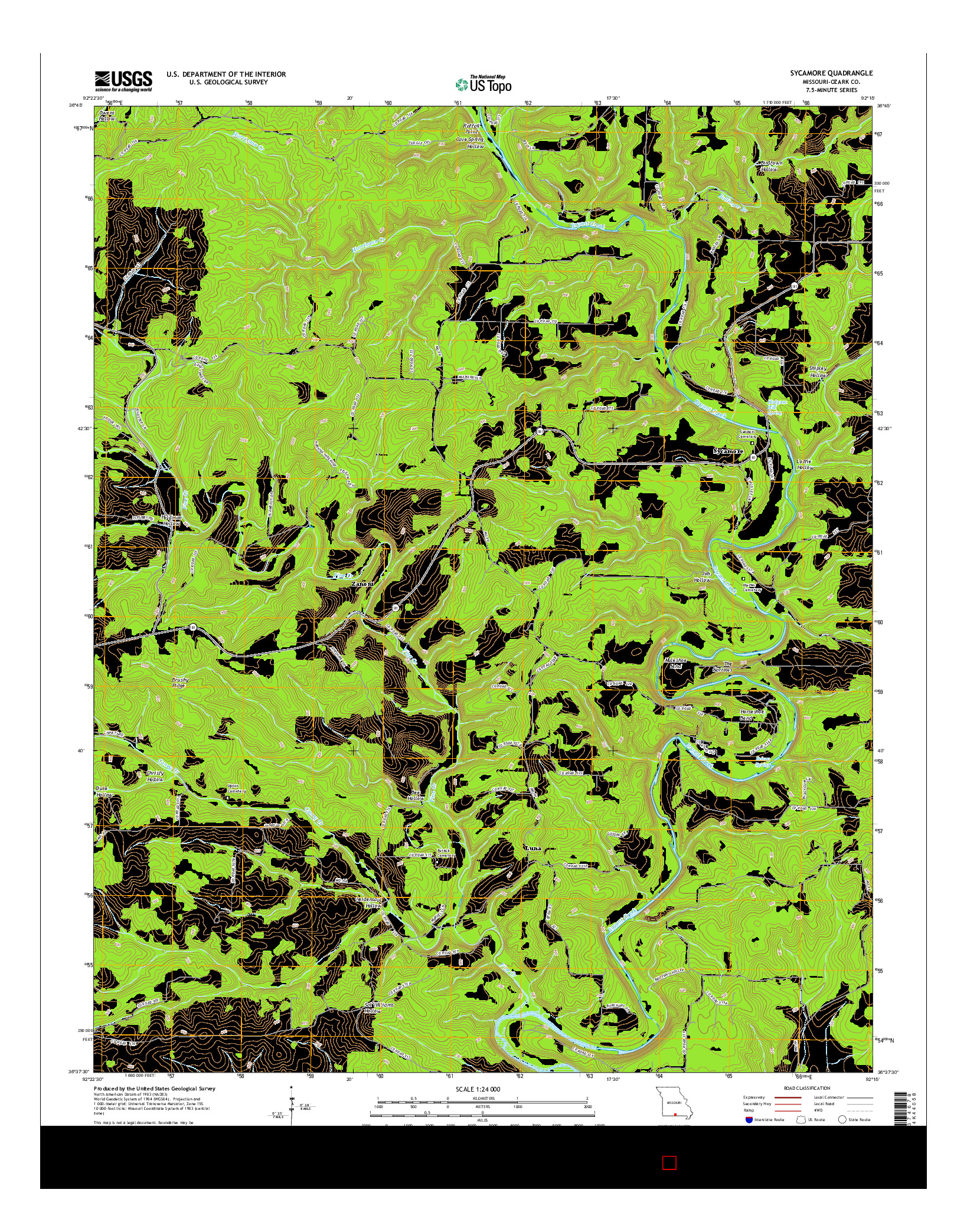 USGS US TOPO 7.5-MINUTE MAP FOR SYCAMORE, MO 2015