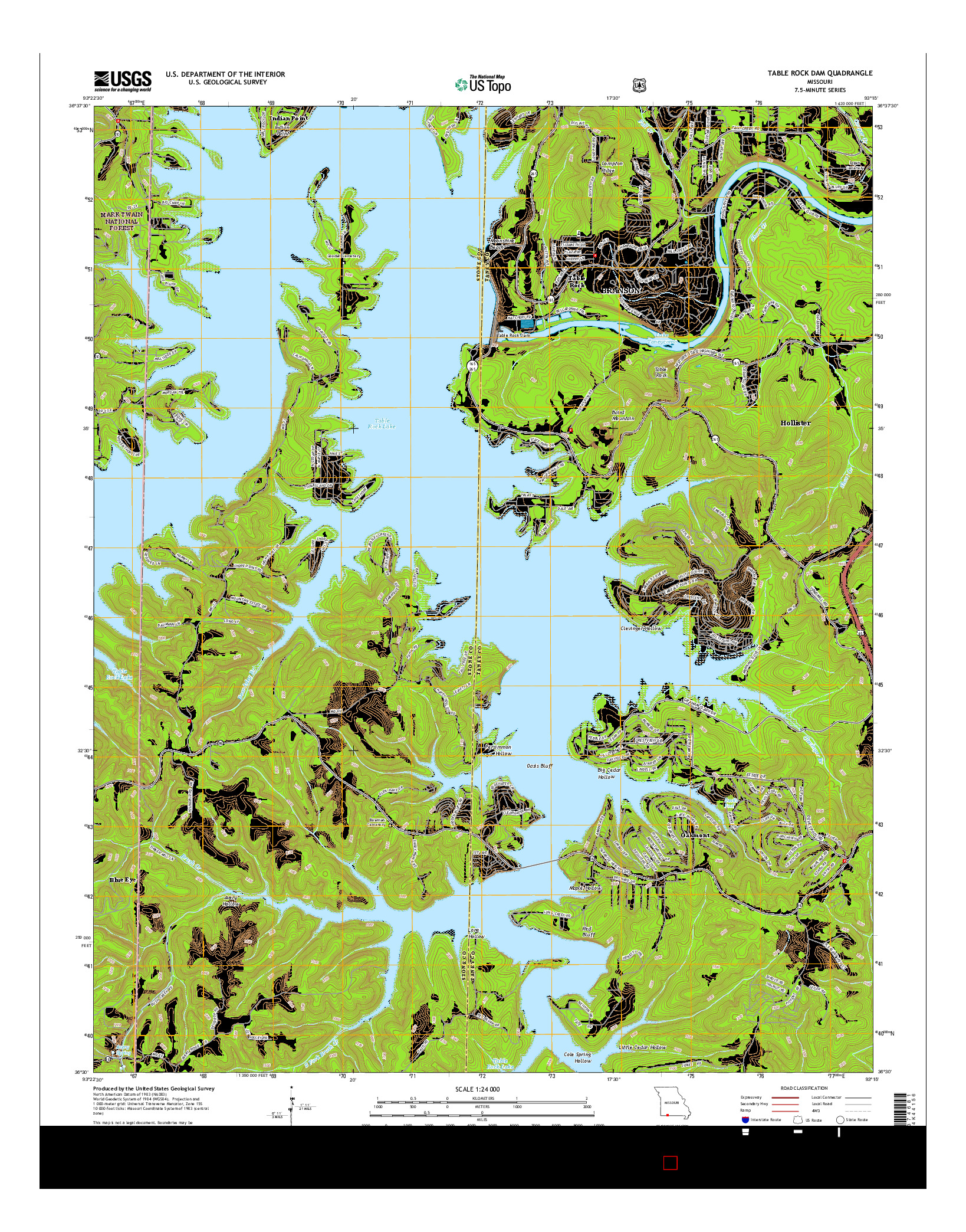 USGS US TOPO 7.5-MINUTE MAP FOR TABLE ROCK DAM, MO 2015