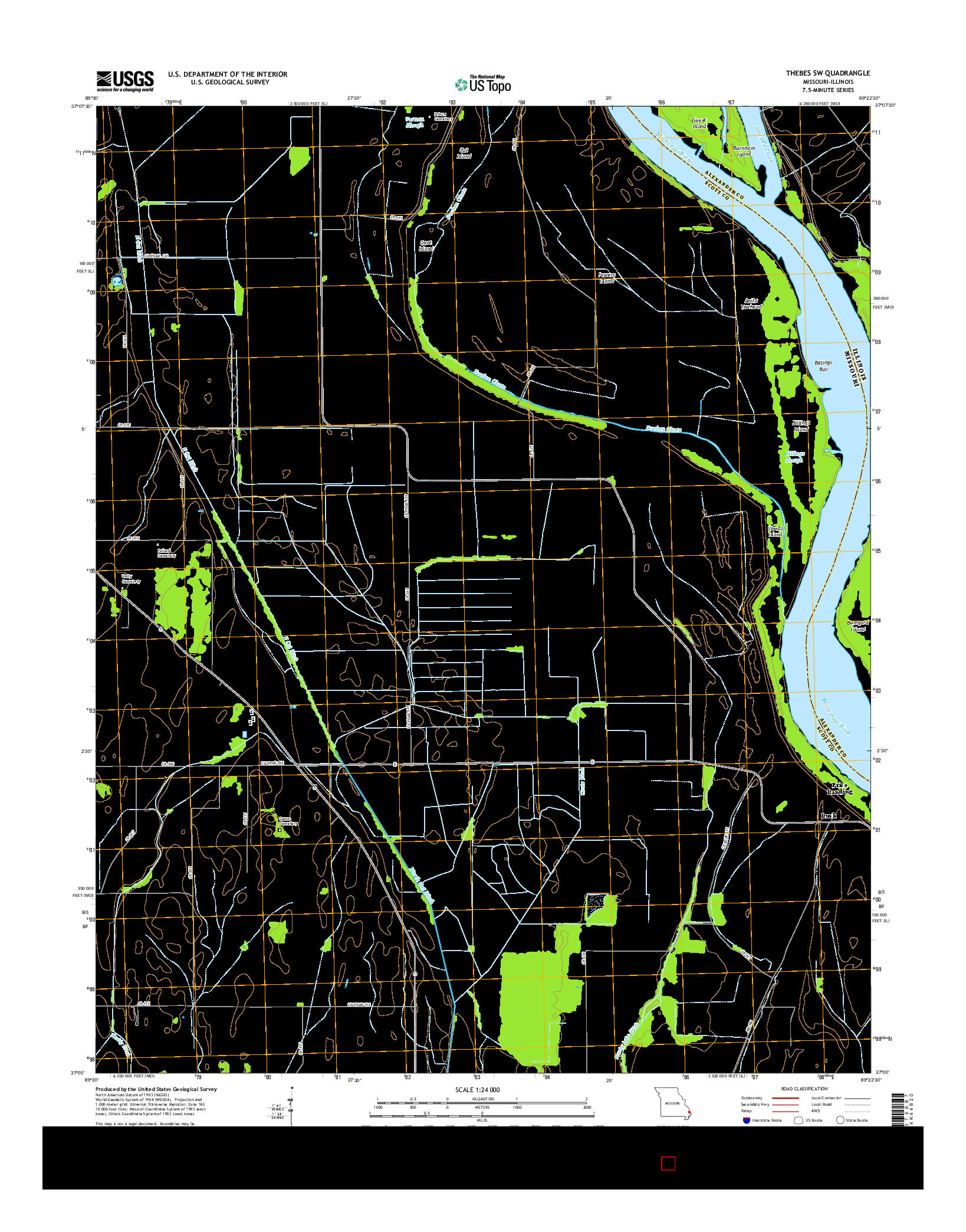 USGS US TOPO 7.5-MINUTE MAP FOR THEBES SW, MO-IL 2015