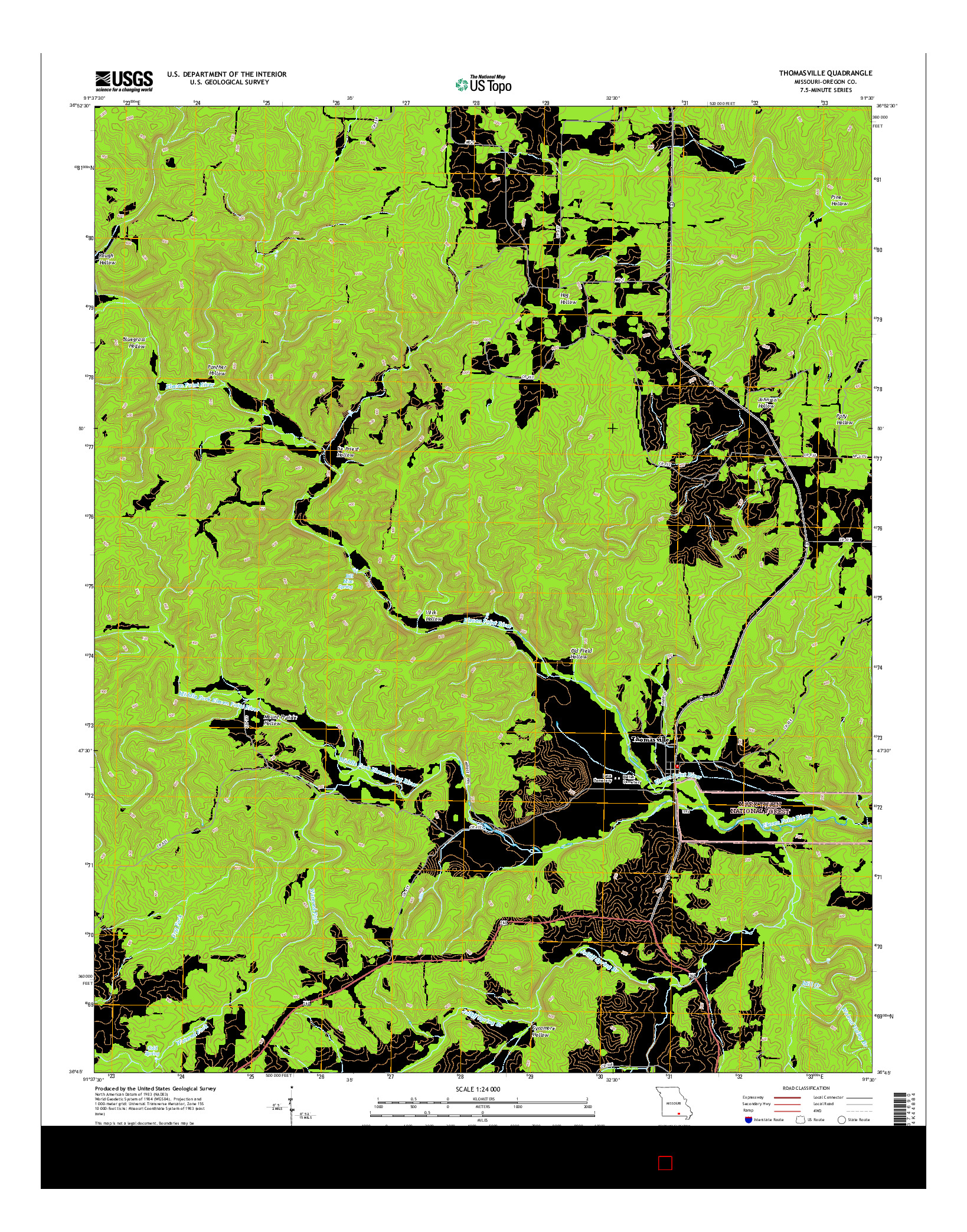 USGS US TOPO 7.5-MINUTE MAP FOR THOMASVILLE, MO 2015
