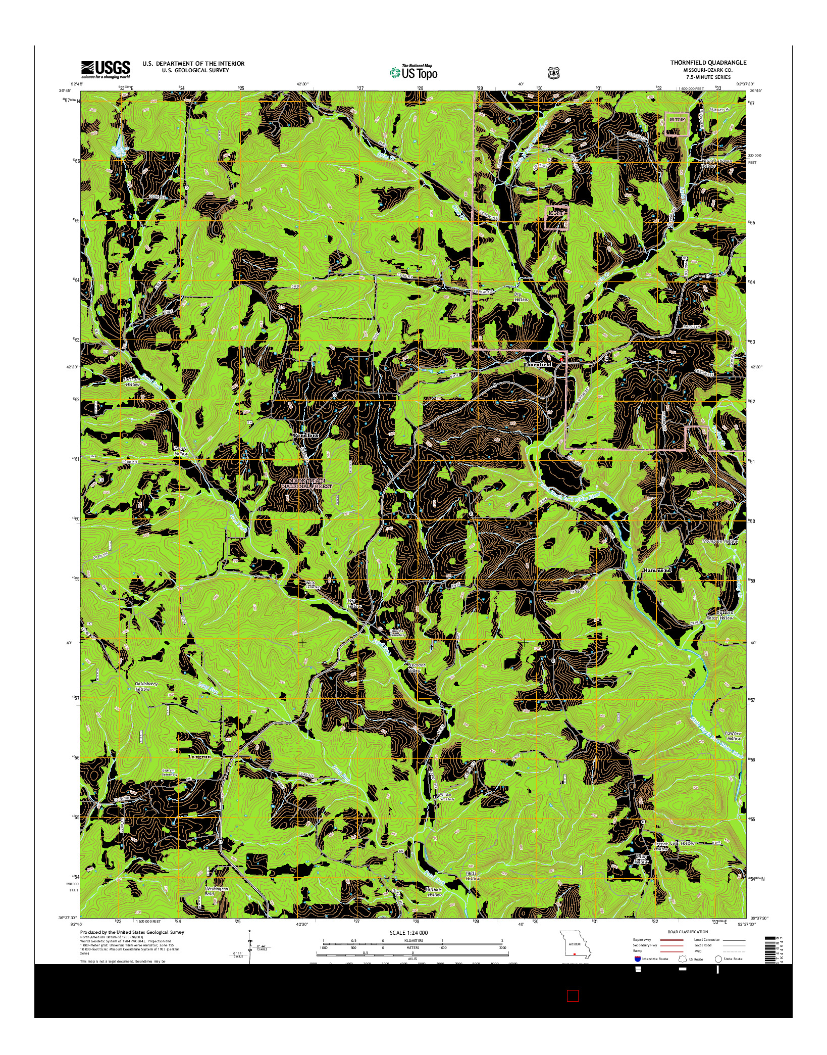 USGS US TOPO 7.5-MINUTE MAP FOR THORNFIELD, MO 2015