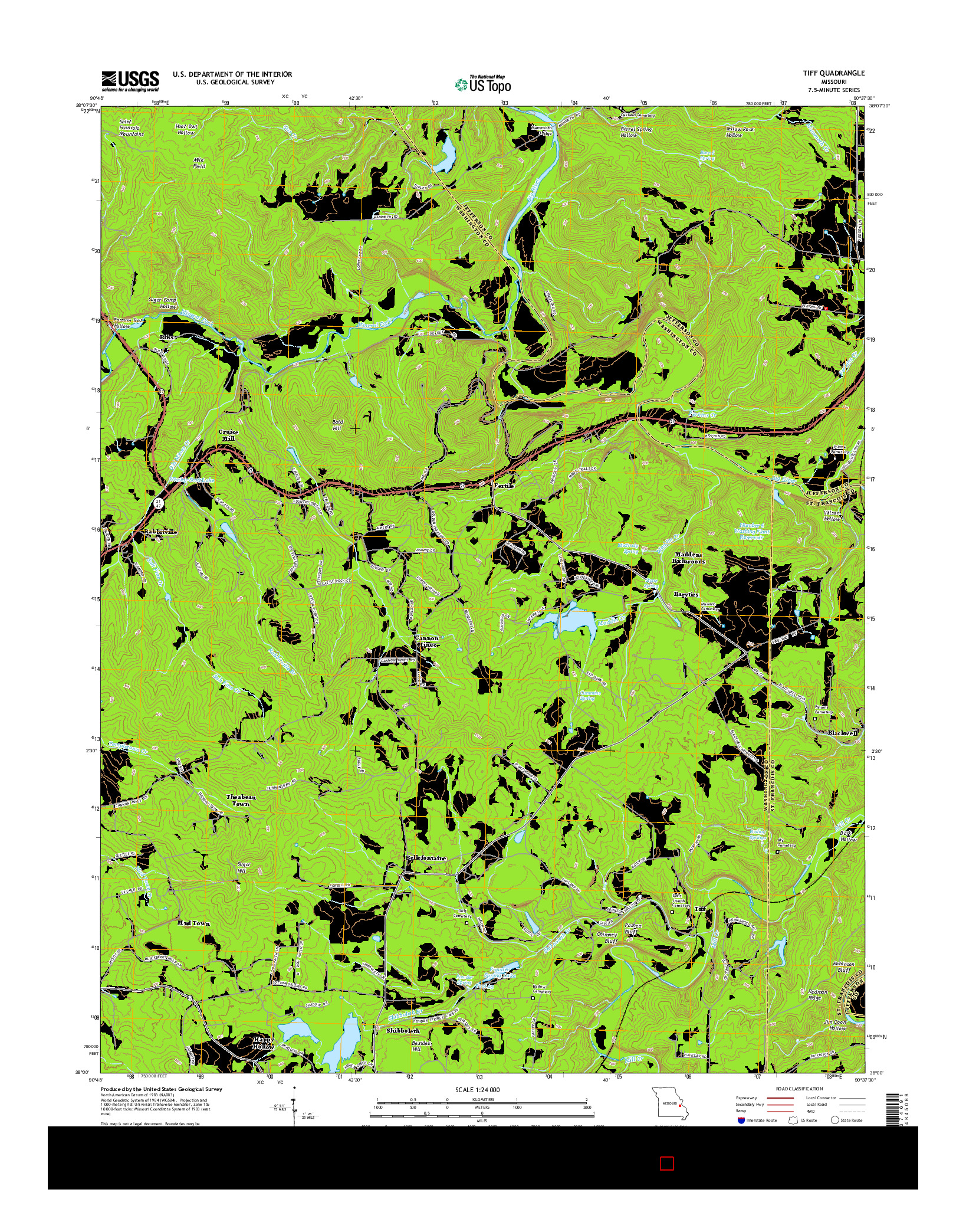 USGS US TOPO 7.5-MINUTE MAP FOR TIFF, MO 2015