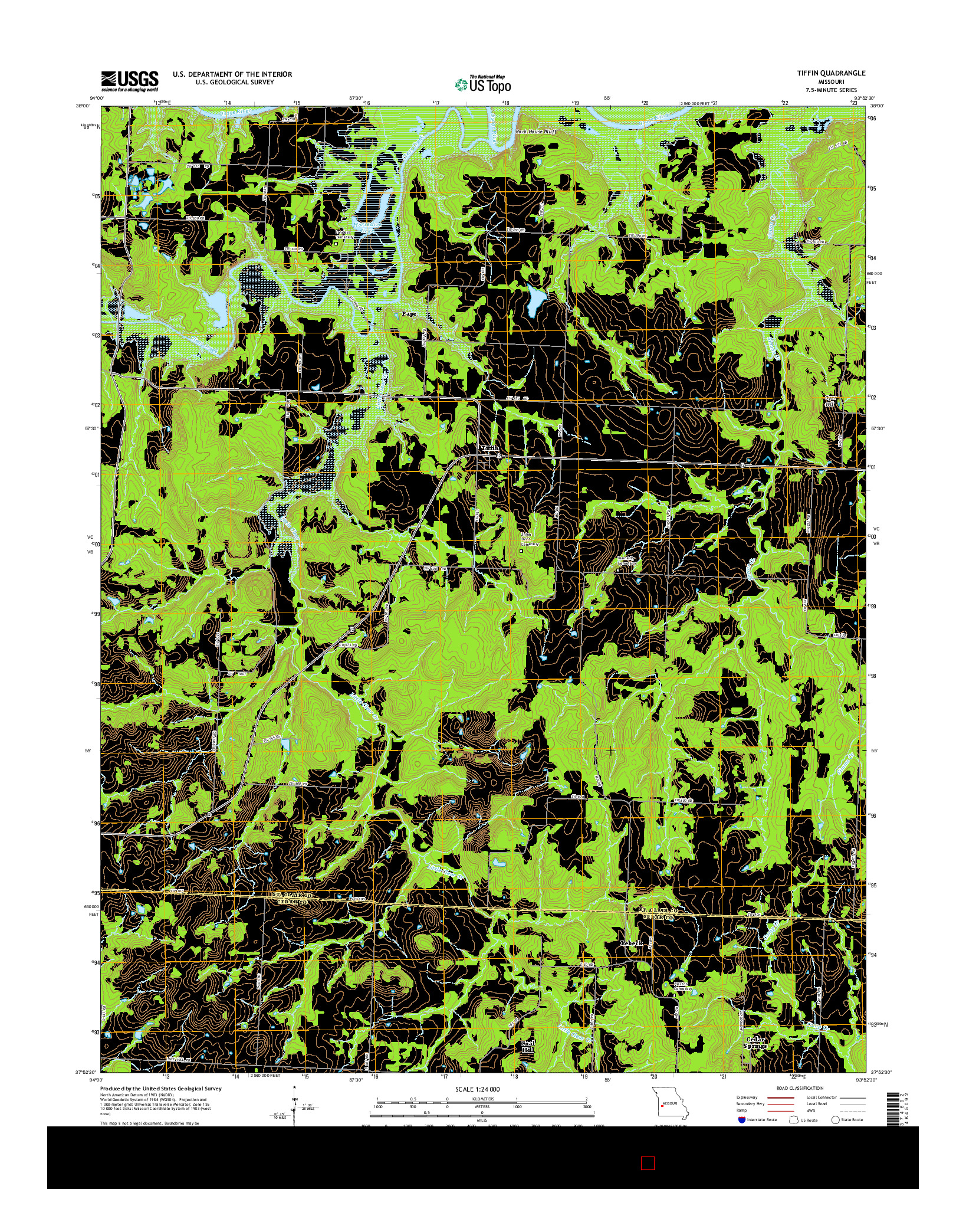 USGS US TOPO 7.5-MINUTE MAP FOR TIFFIN, MO 2015