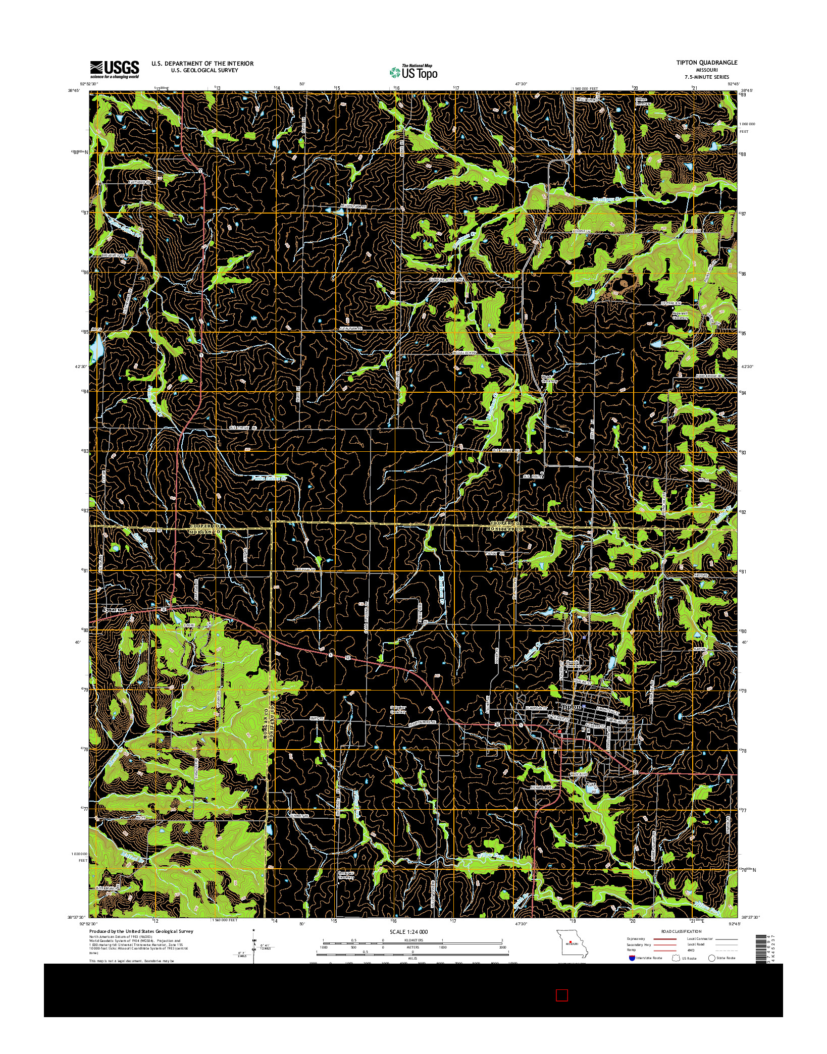 USGS US TOPO 7.5-MINUTE MAP FOR TIPTON, MO 2015