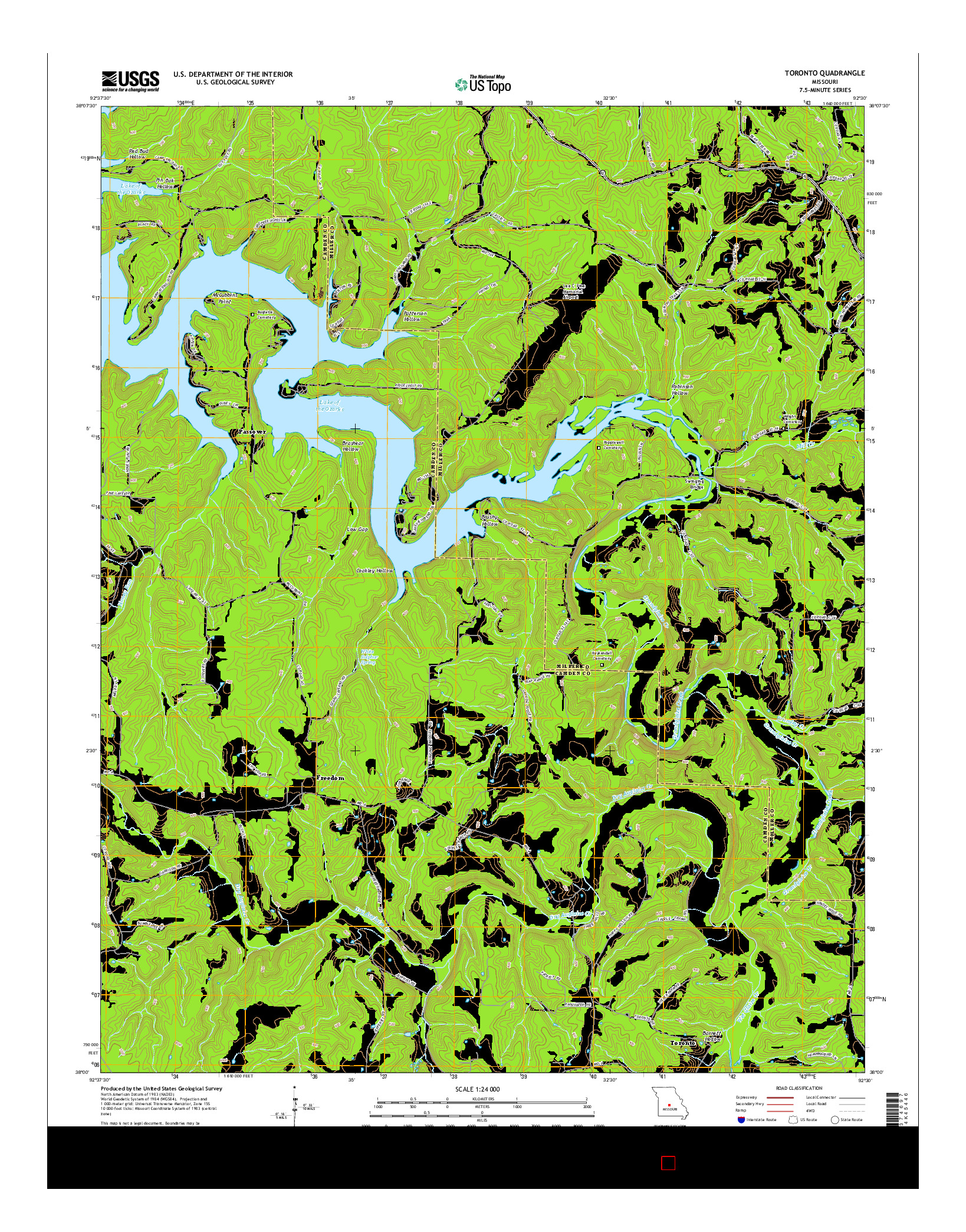 USGS US TOPO 7.5-MINUTE MAP FOR TORONTO, MO 2015