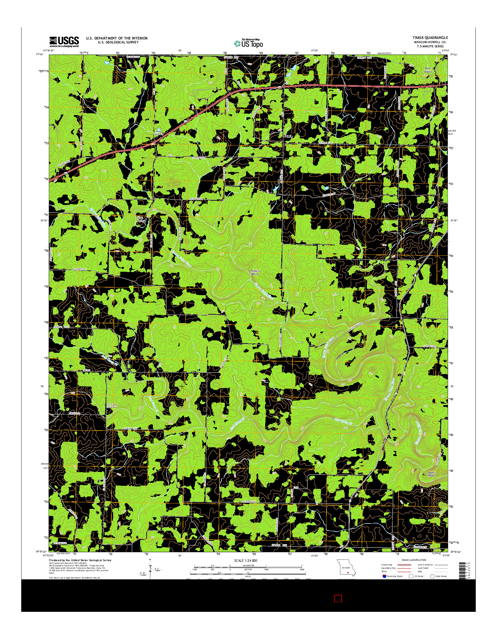 USGS US TOPO 7.5-MINUTE MAP FOR TRASK, MO 2015