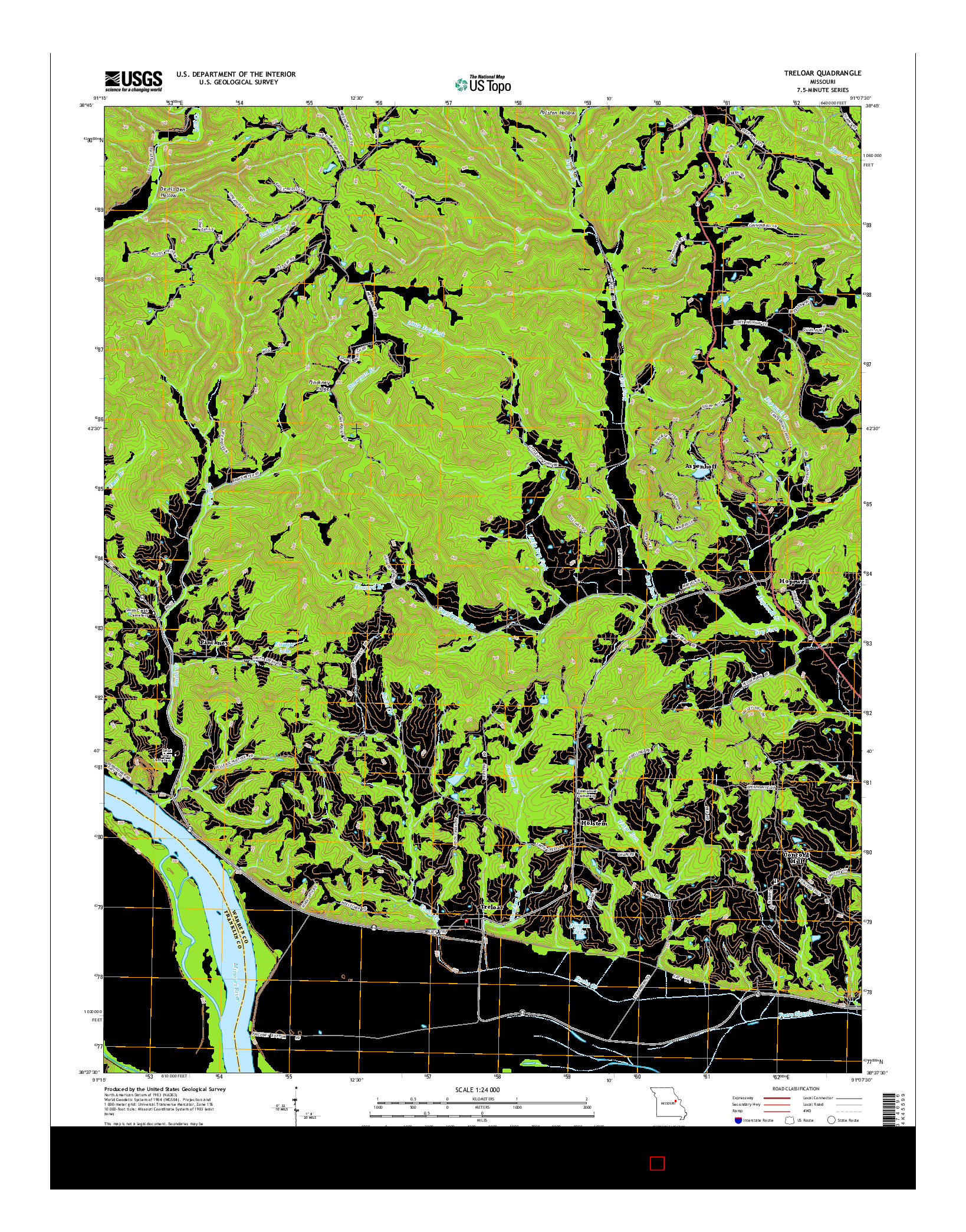 USGS US TOPO 7.5-MINUTE MAP FOR TRELOAR, MO 2015