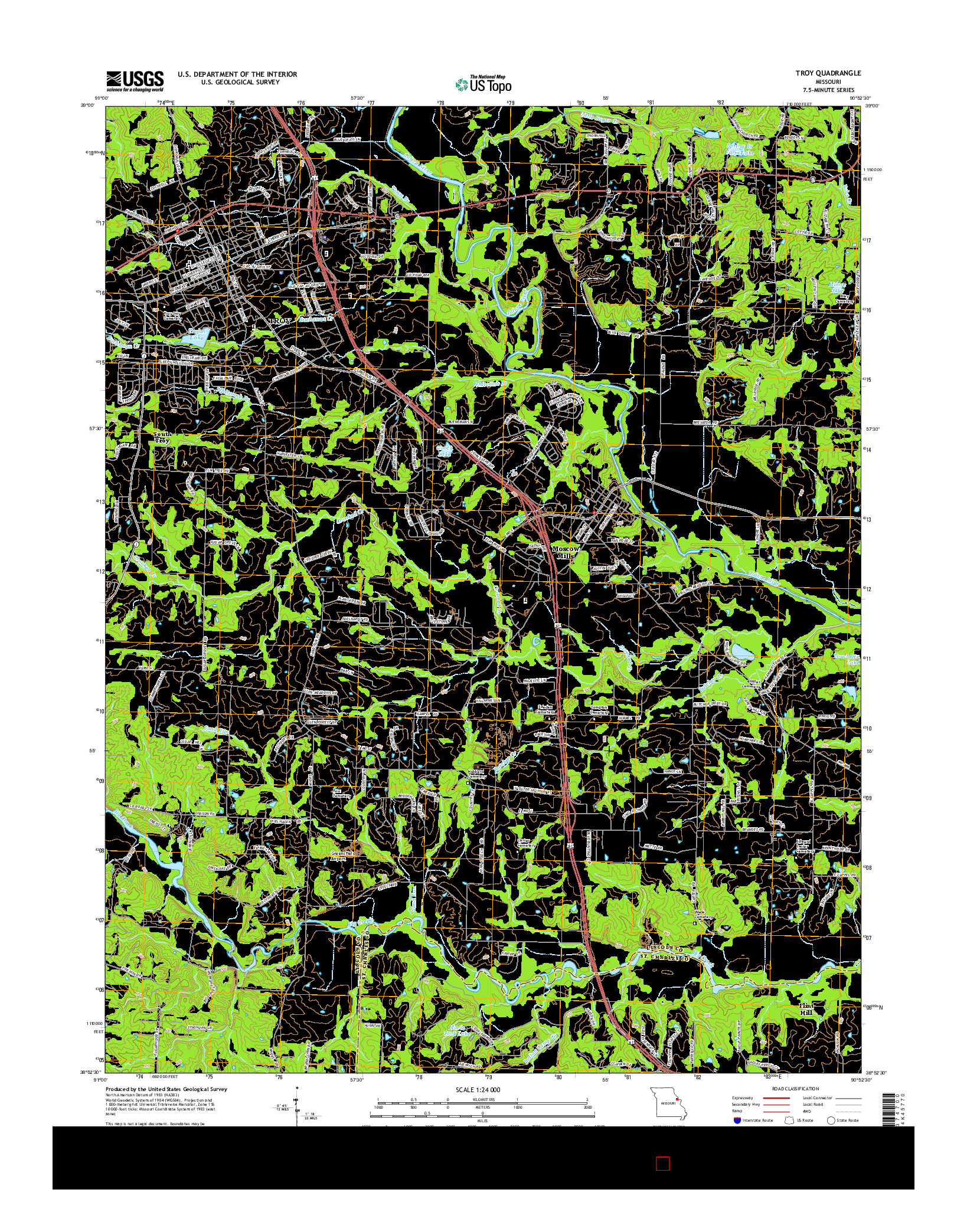 USGS US TOPO 7.5-MINUTE MAP FOR TROY, MO 2015