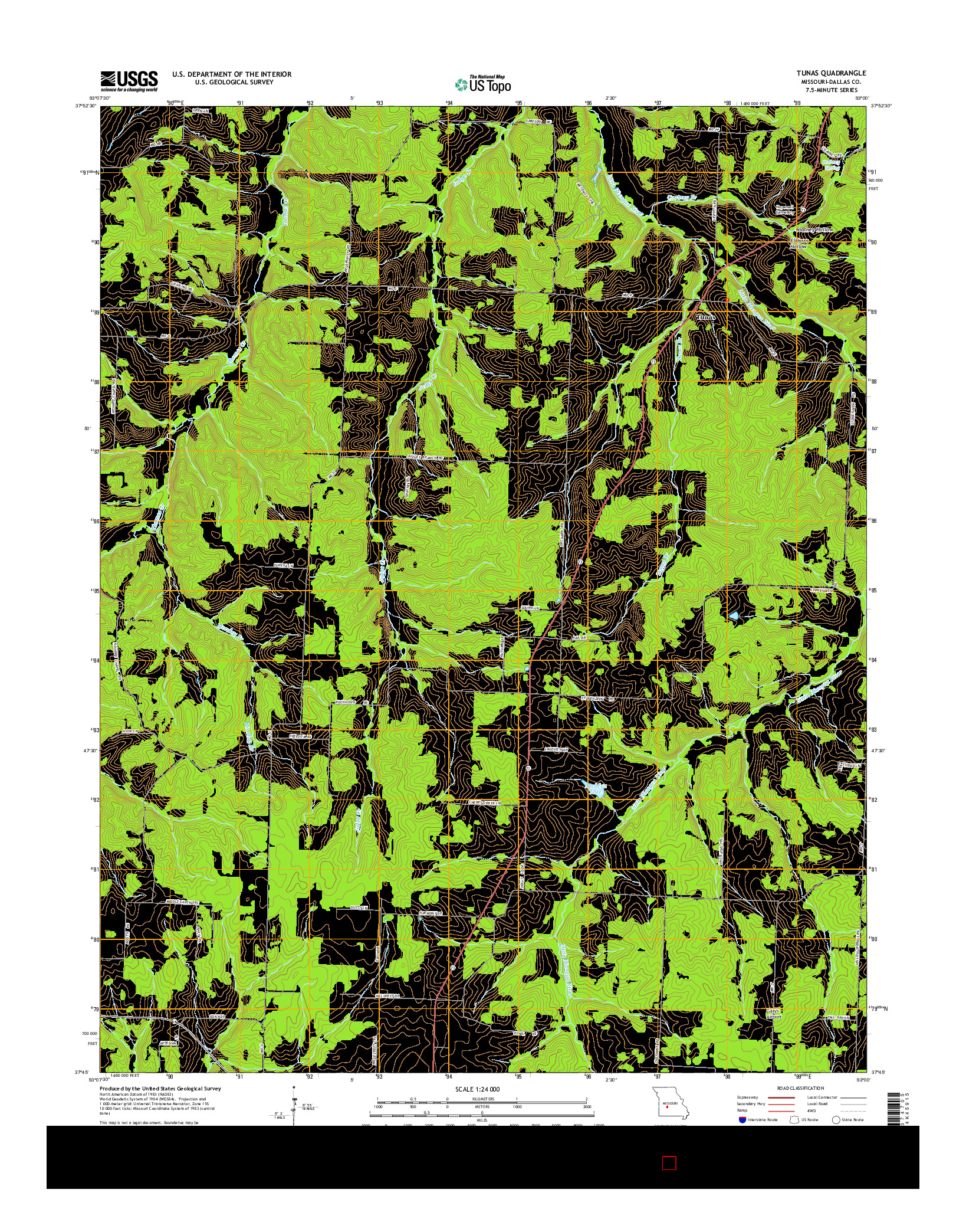 USGS US TOPO 7.5-MINUTE MAP FOR TUNAS, MO 2015