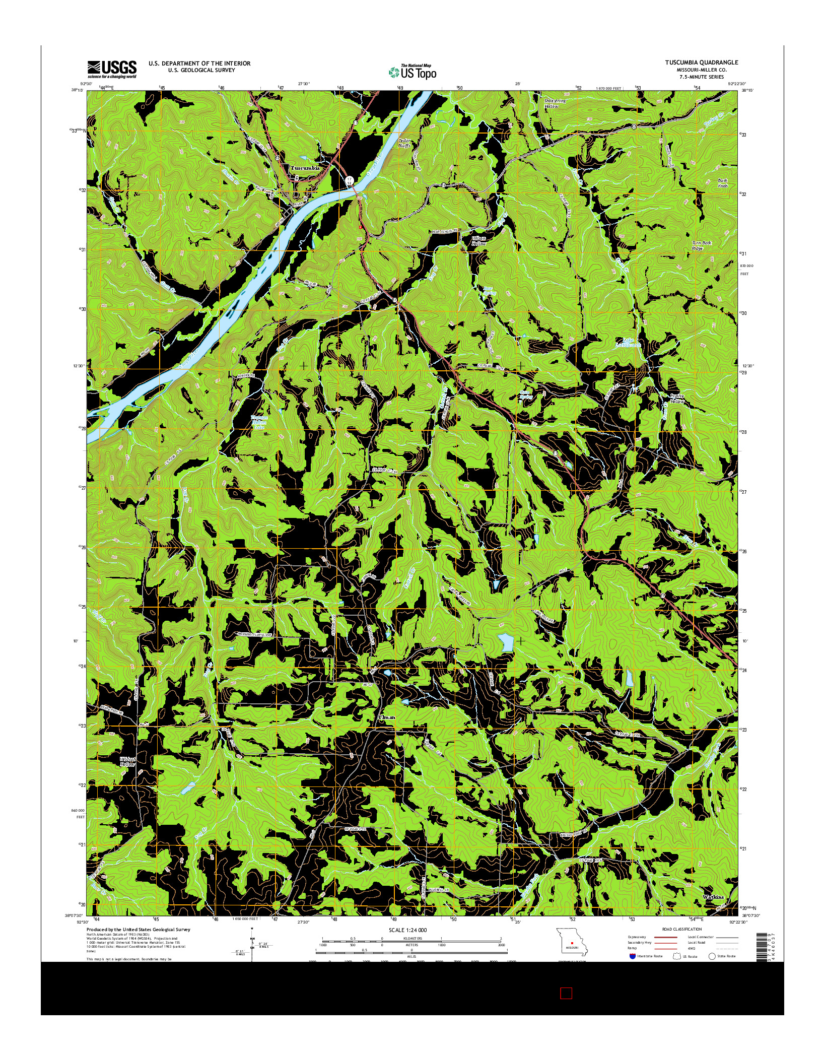 USGS US TOPO 7.5-MINUTE MAP FOR TUSCUMBIA, MO 2015