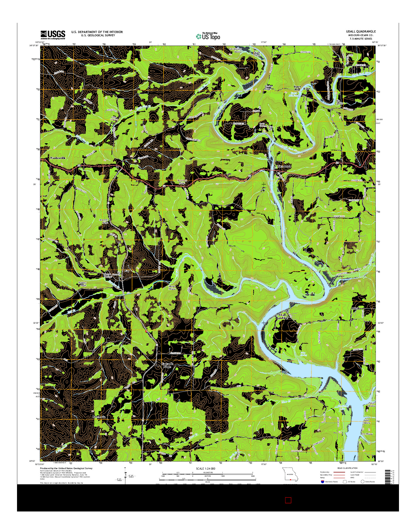 USGS US TOPO 7.5-MINUTE MAP FOR UDALL, MO 2015