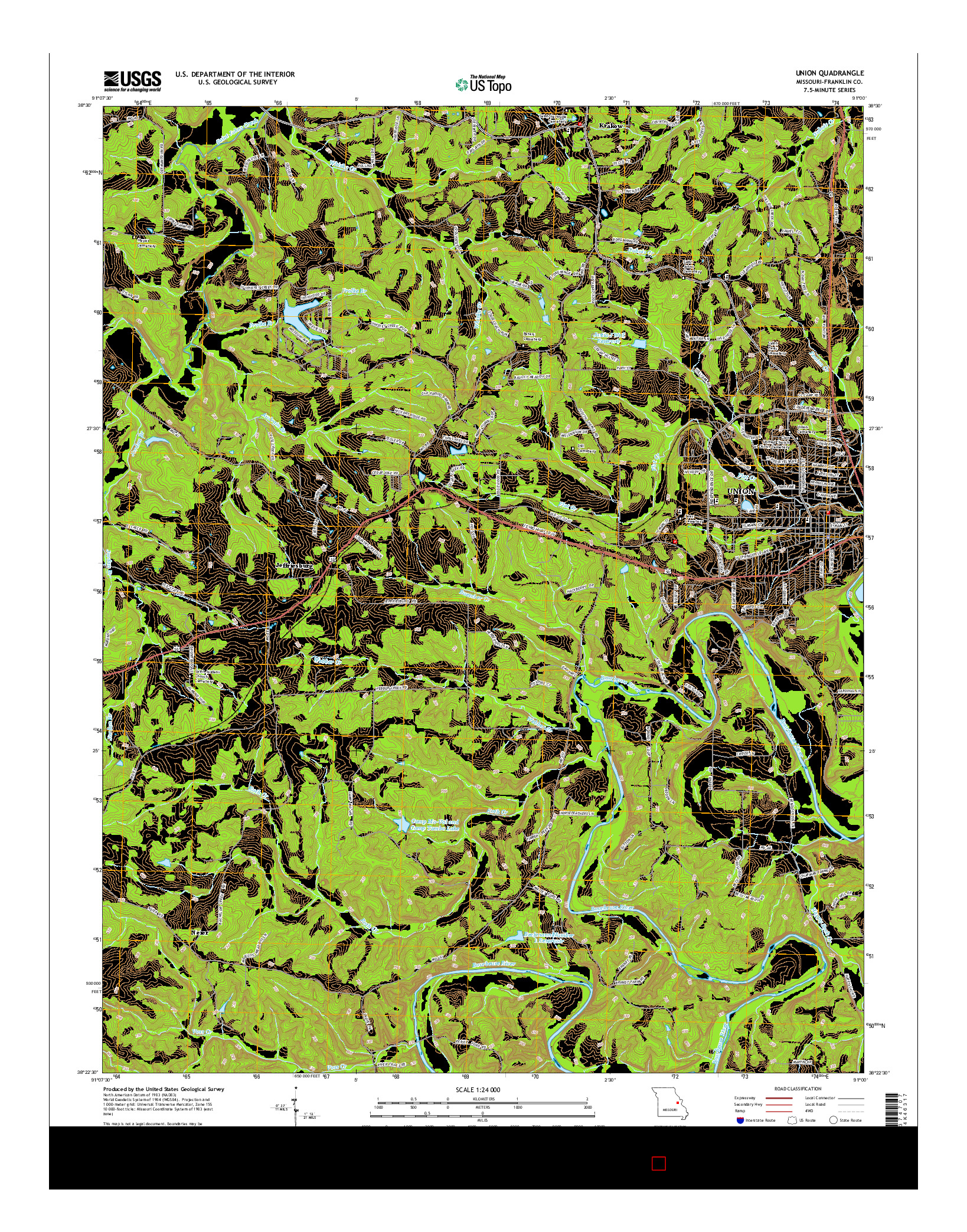 USGS US TOPO 7.5-MINUTE MAP FOR UNION, MO 2015