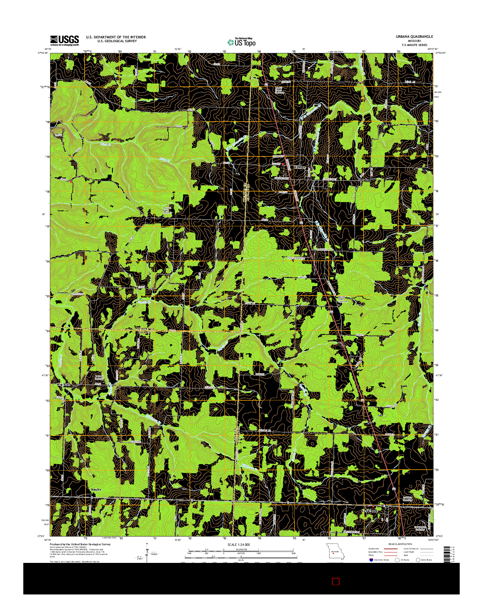 USGS US TOPO 7.5-MINUTE MAP FOR URBANA, MO 2015