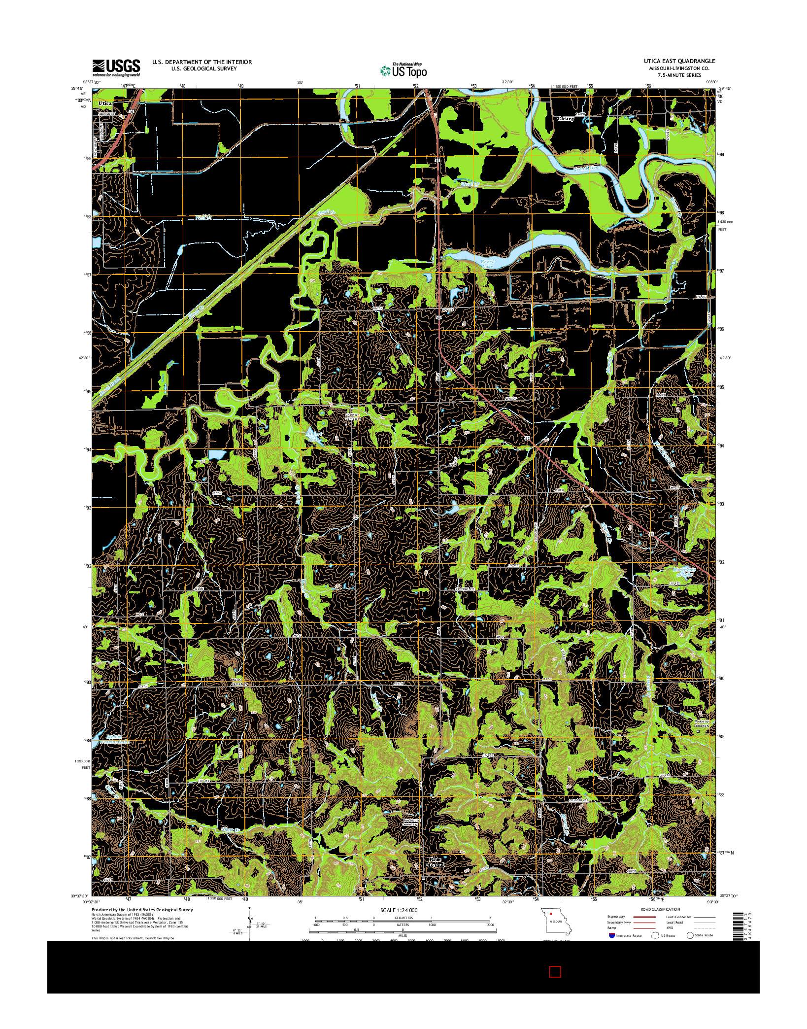 USGS US TOPO 7.5-MINUTE MAP FOR UTICA EAST, MO 2015