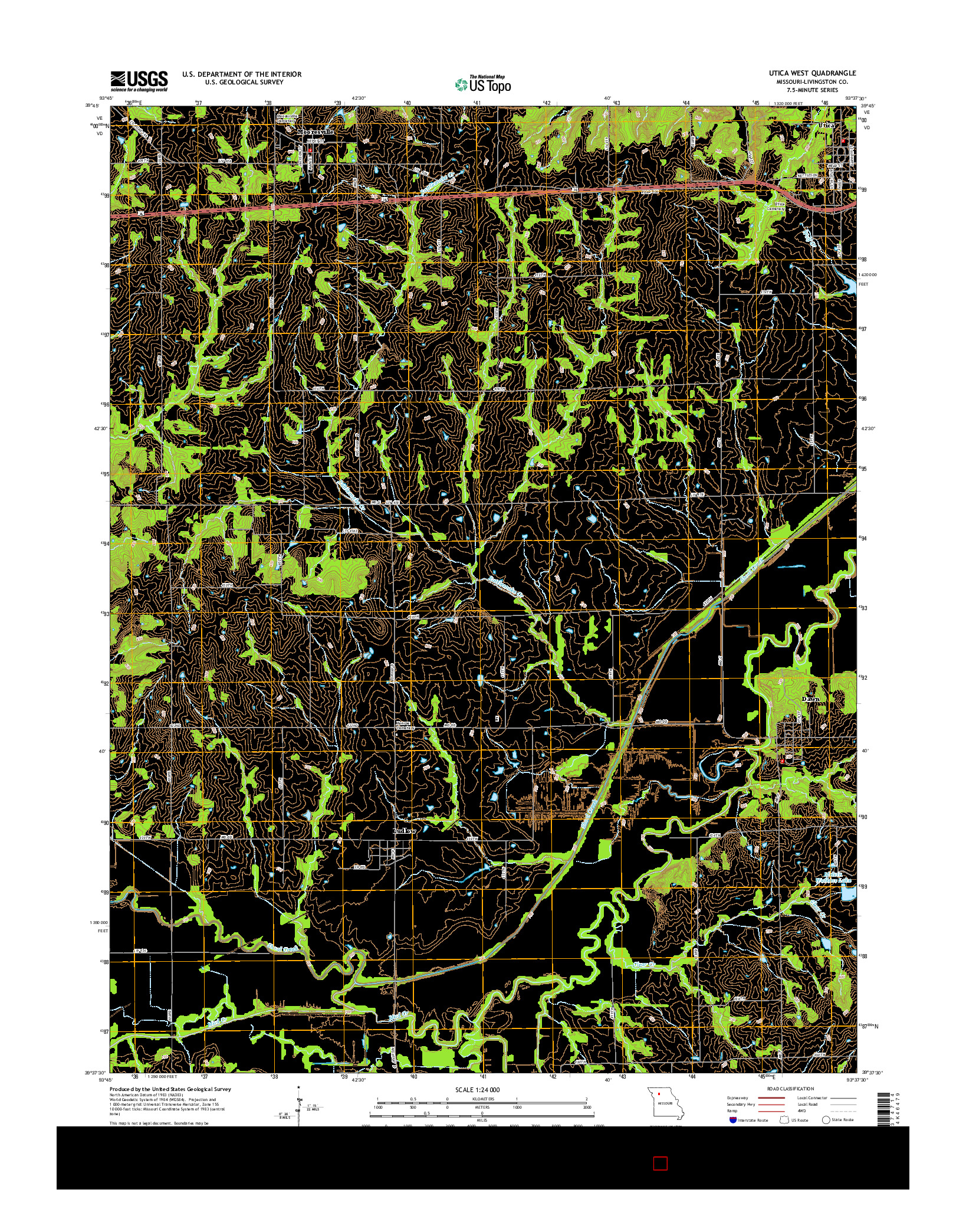 USGS US TOPO 7.5-MINUTE MAP FOR UTICA WEST, MO 2015