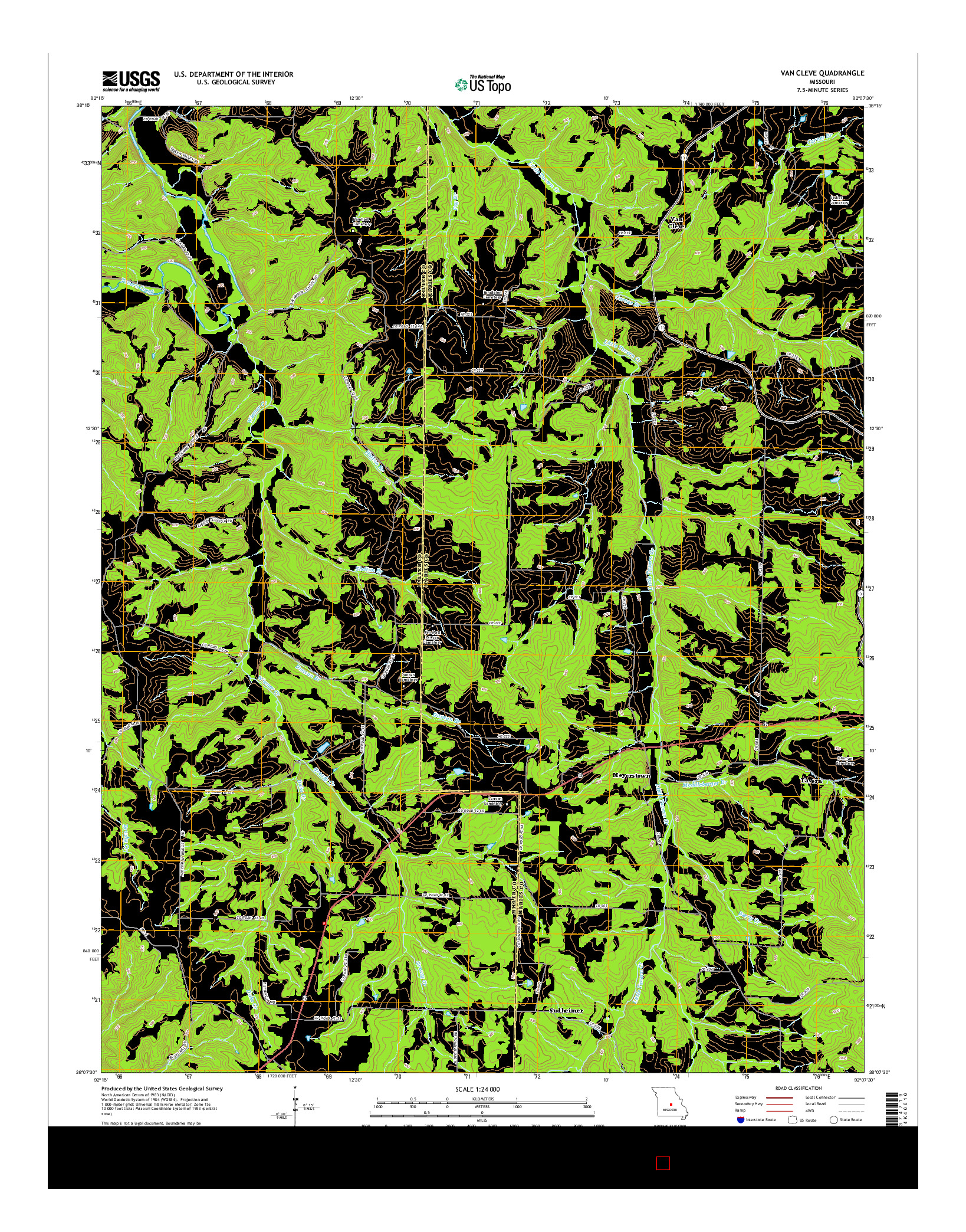 USGS US TOPO 7.5-MINUTE MAP FOR VAN CLEVE, MO 2015
