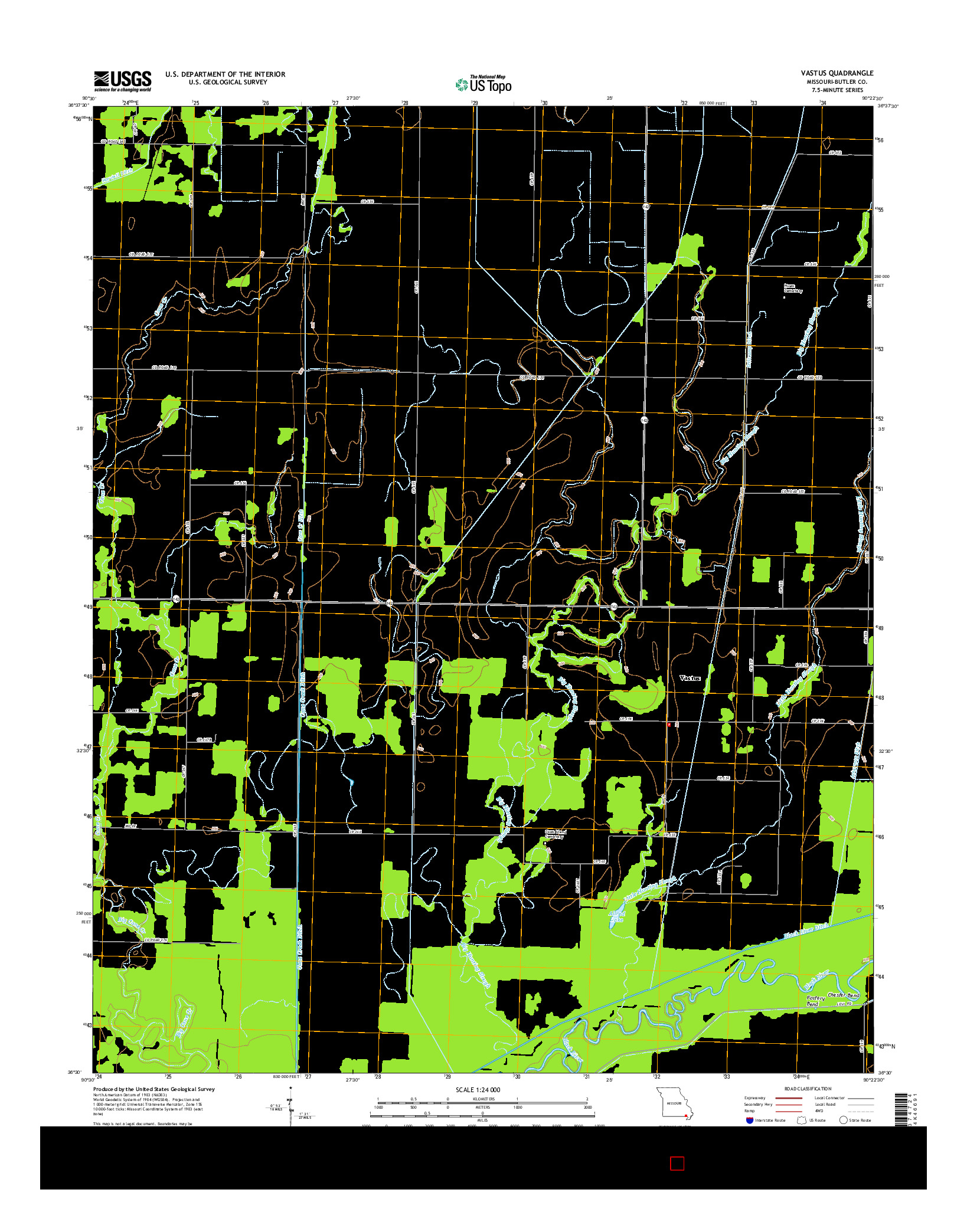 USGS US TOPO 7.5-MINUTE MAP FOR VASTUS, MO 2015