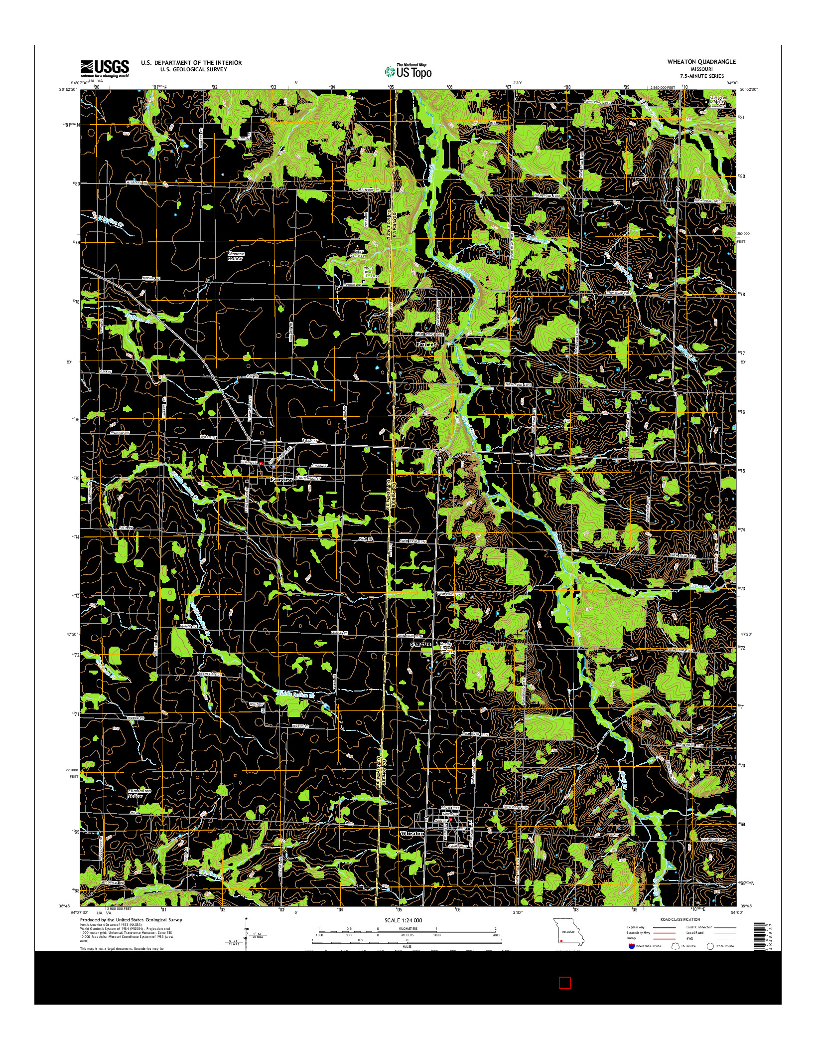 USGS US TOPO 7.5-MINUTE MAP FOR WHEATON, MO 2015