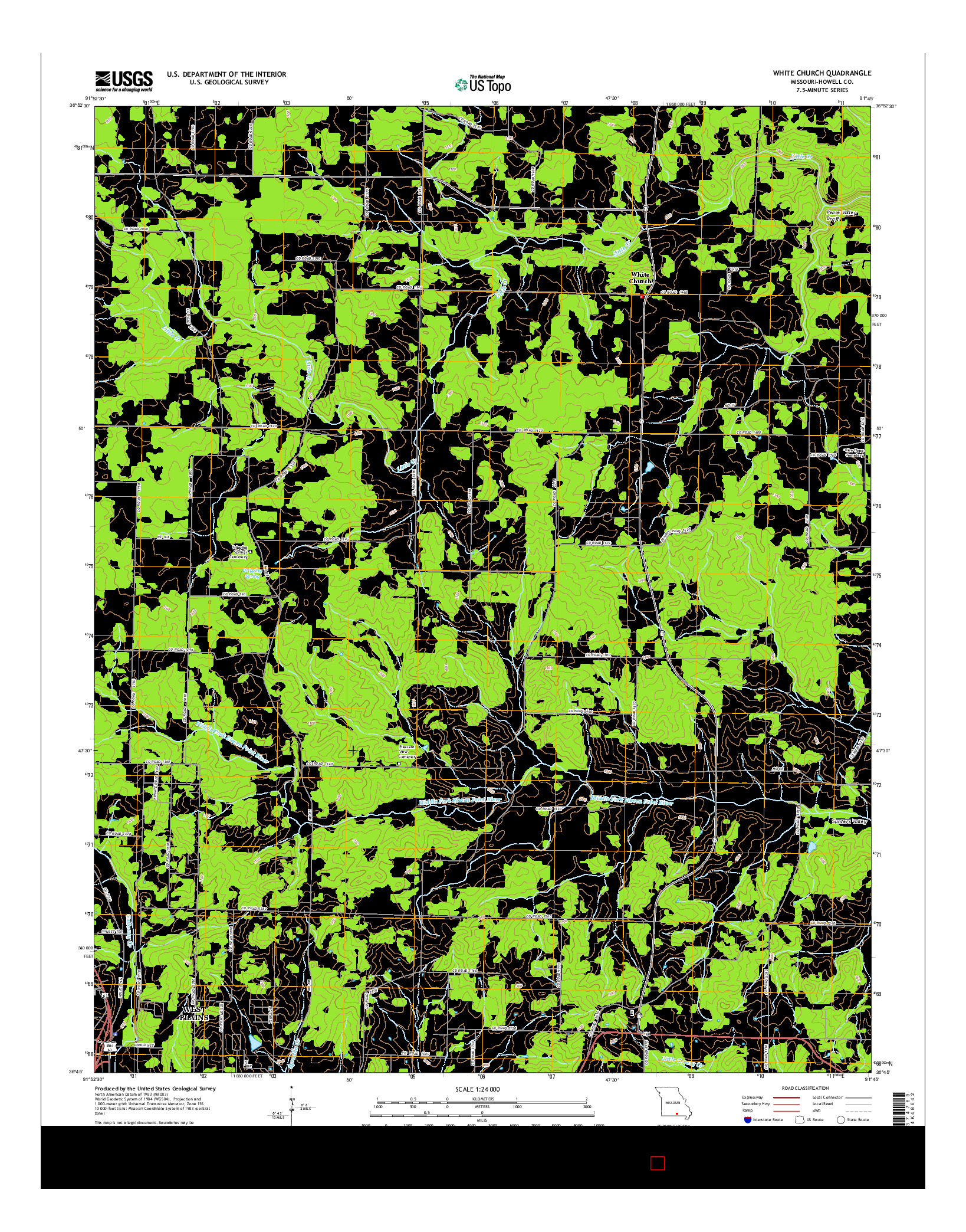 USGS US TOPO 7.5-MINUTE MAP FOR WHITE CHURCH, MO 2015