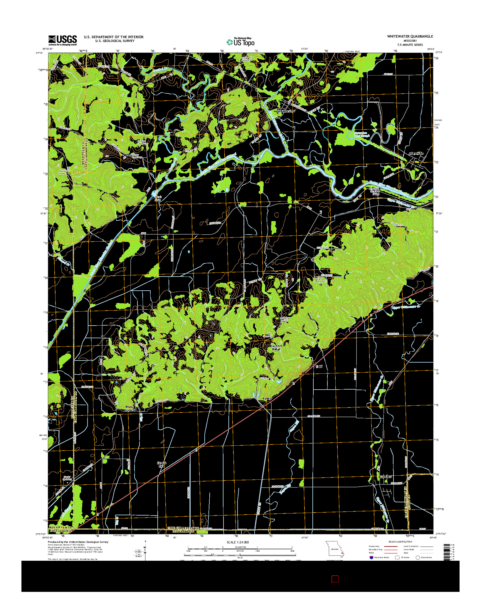 USGS US TOPO 7.5-MINUTE MAP FOR WHITEWATER, MO 2015