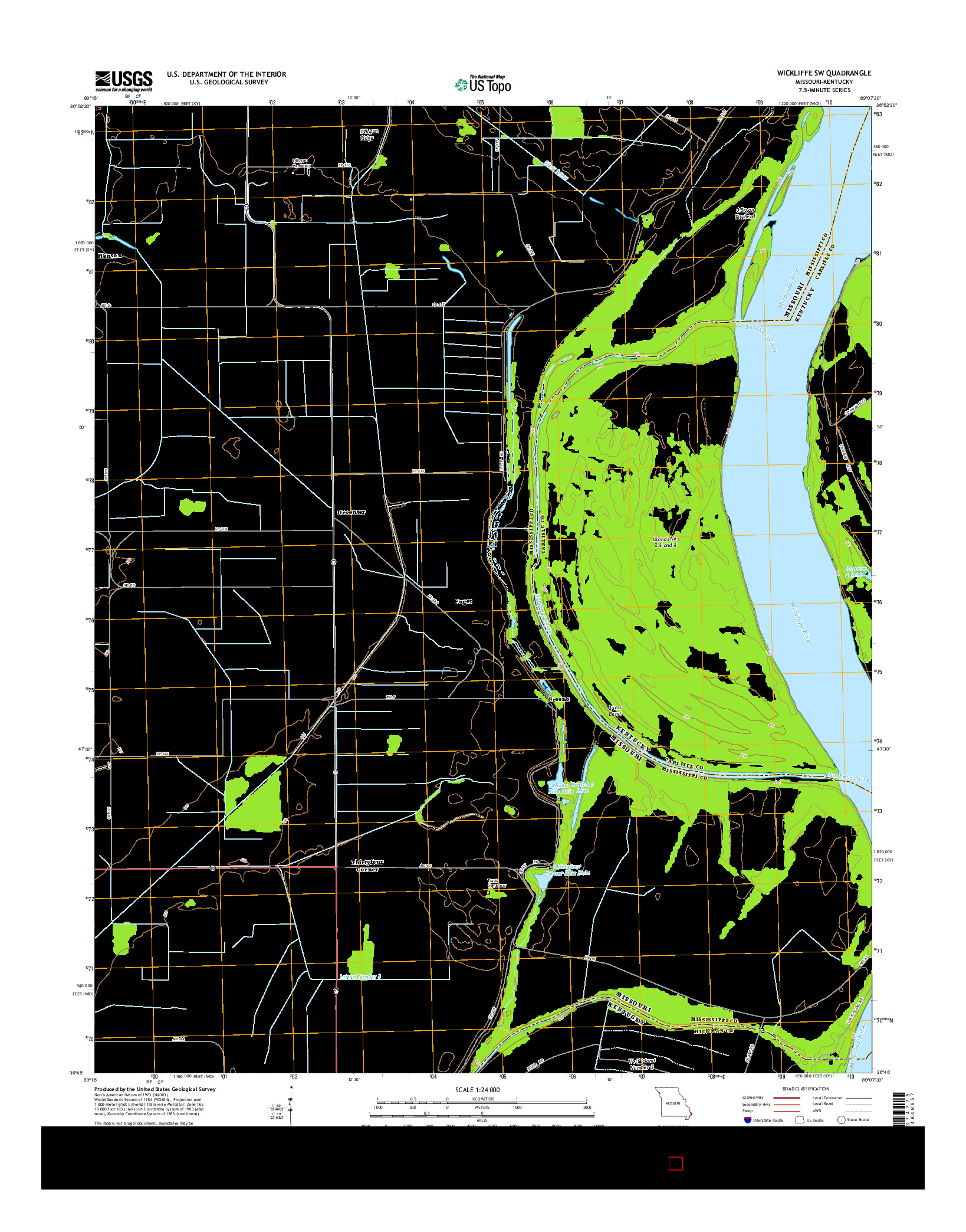 USGS US TOPO 7.5-MINUTE MAP FOR WICKLIFFE SW, MO-KY 2015