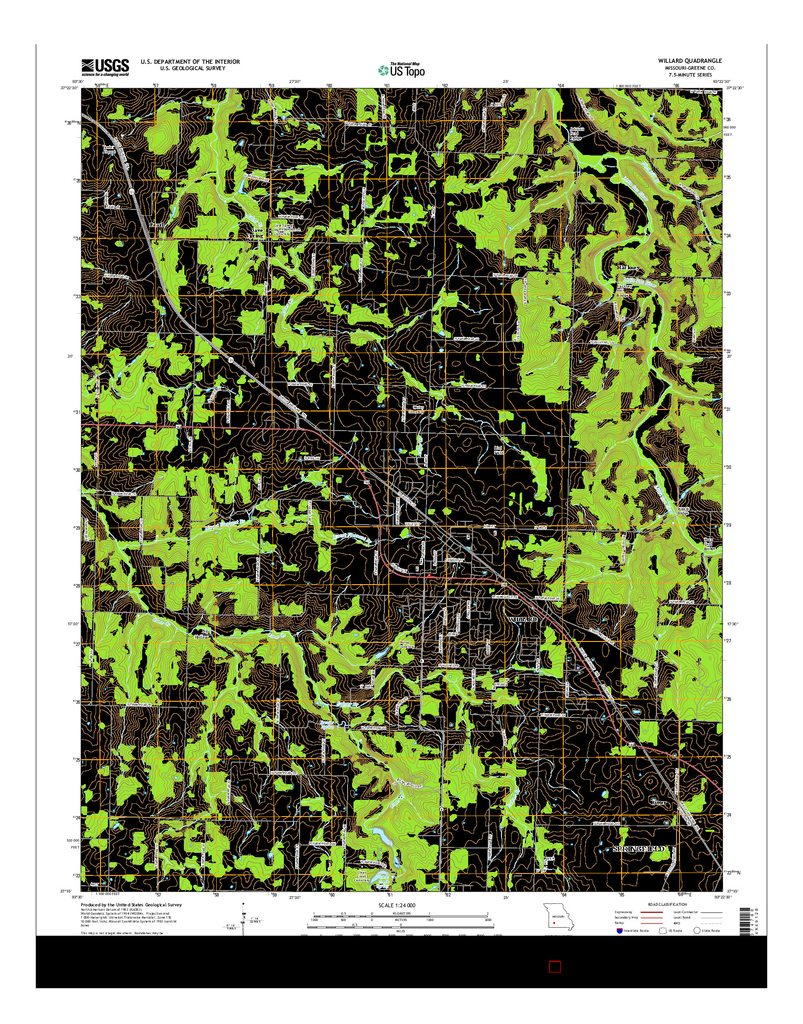 USGS US TOPO 7.5-MINUTE MAP FOR WILLARD, MO 2015