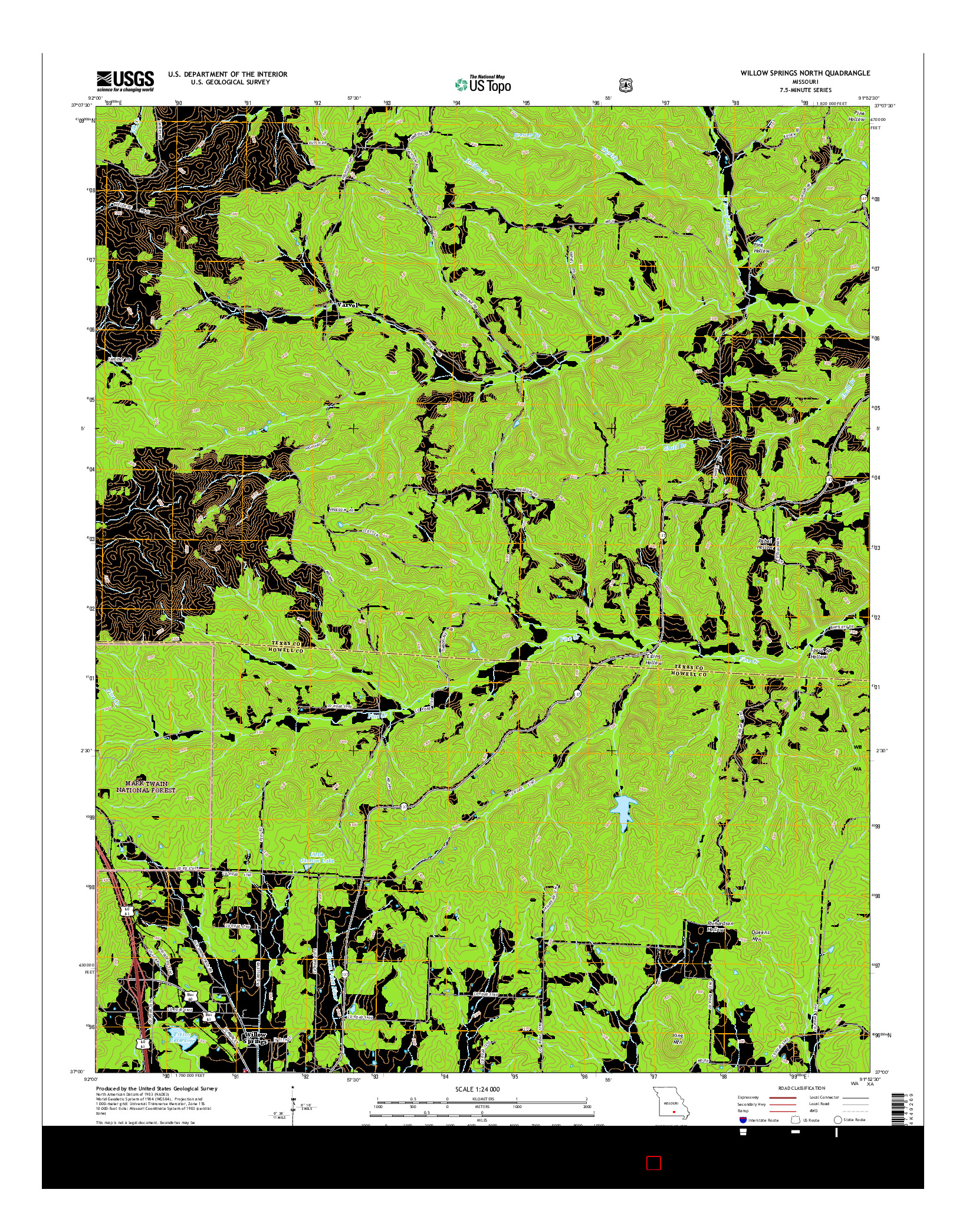 USGS US TOPO 7.5-MINUTE MAP FOR WILLOW SPRINGS NORTH, MO 2015