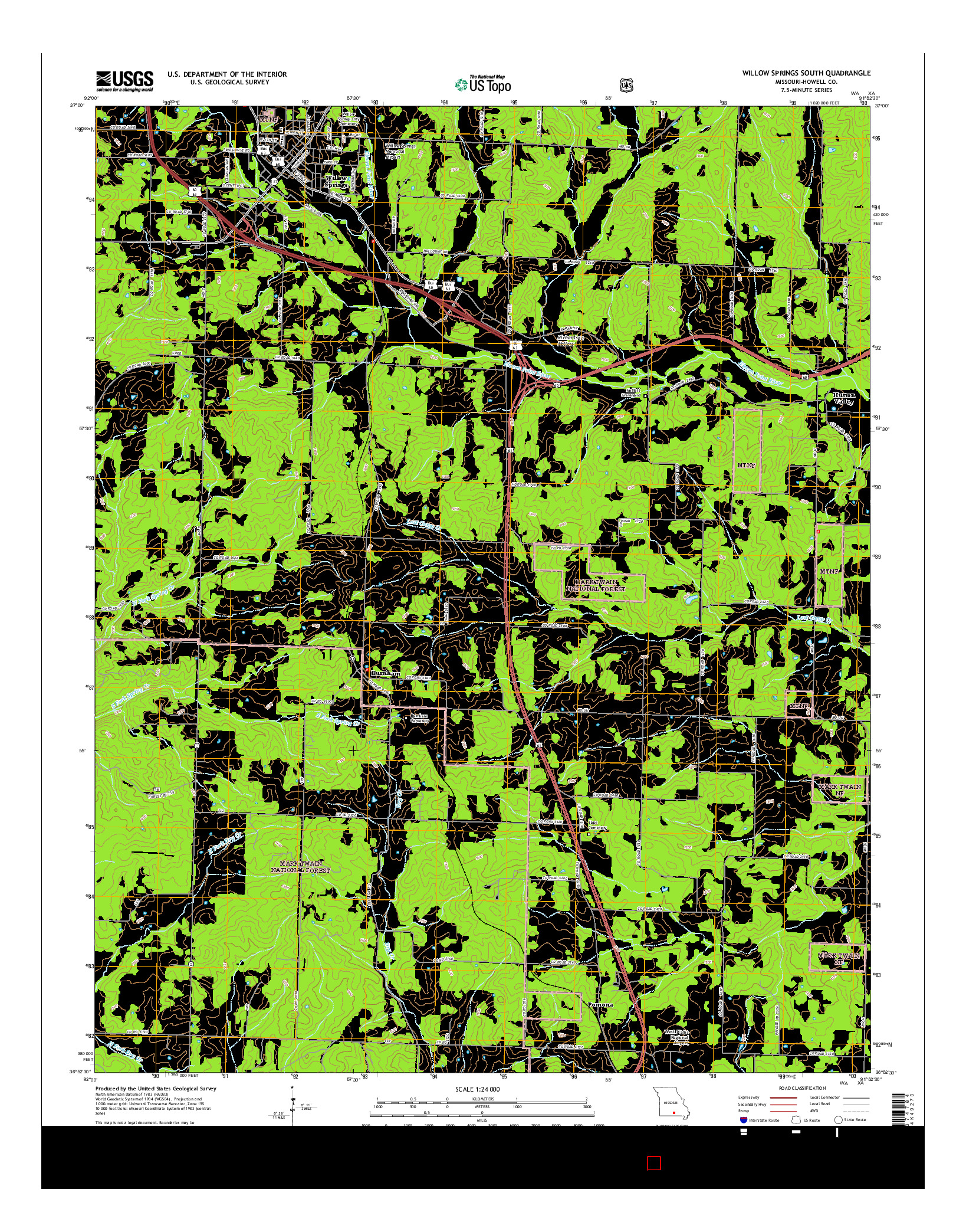 USGS US TOPO 7.5-MINUTE MAP FOR WILLOW SPRINGS SOUTH, MO 2015