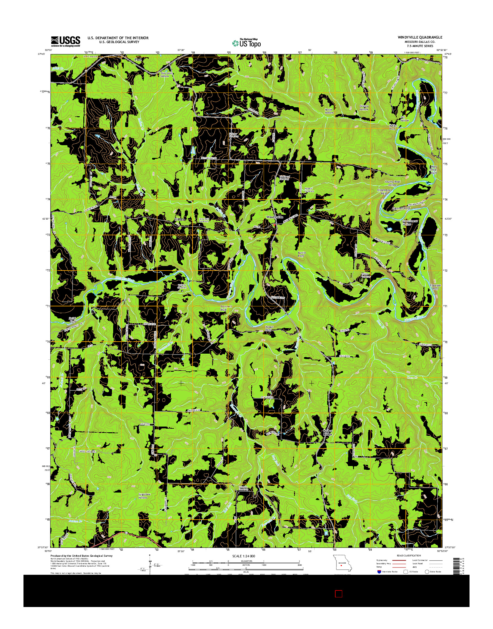 USGS US TOPO 7.5-MINUTE MAP FOR WINDYVILLE, MO 2015