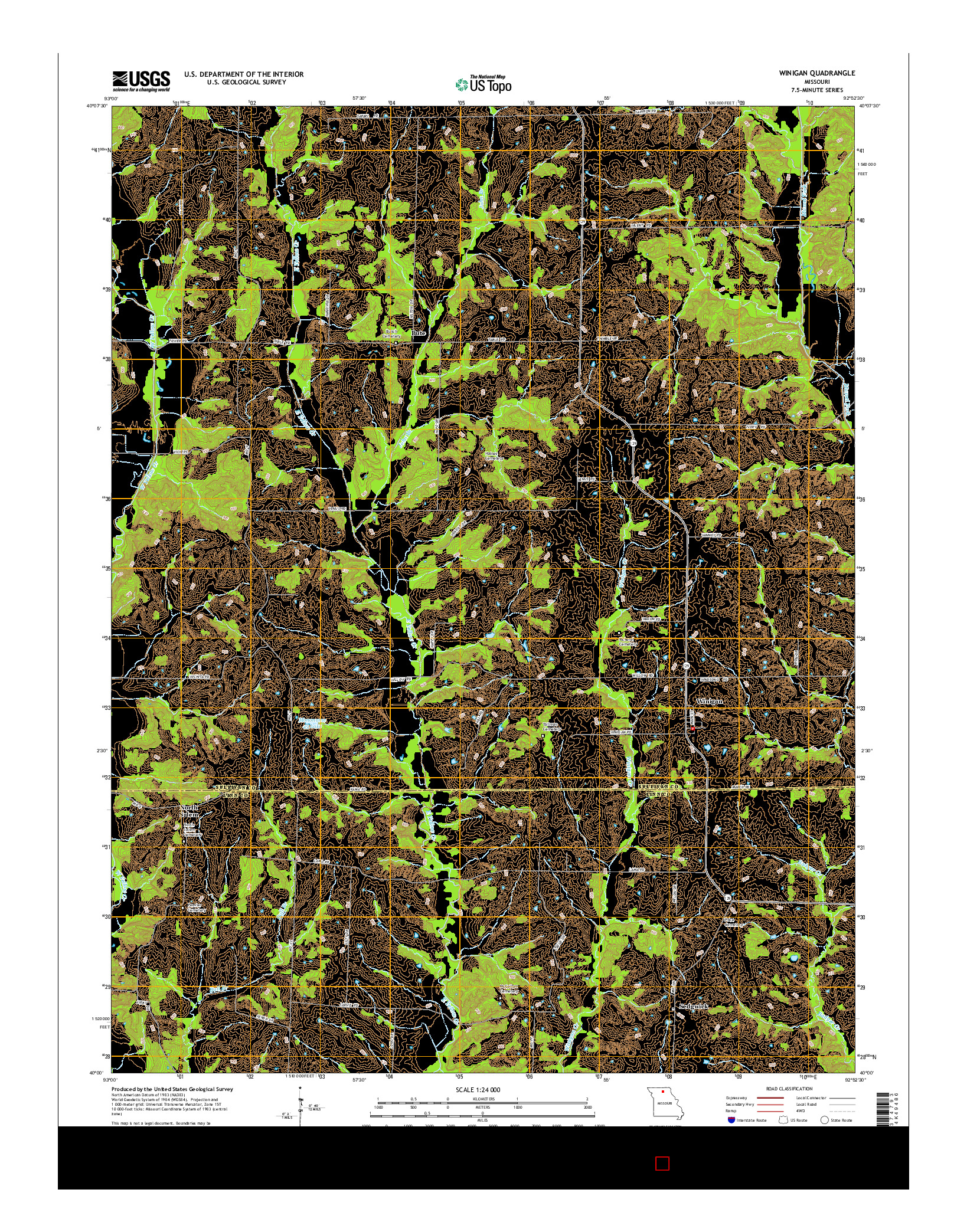 USGS US TOPO 7.5-MINUTE MAP FOR WINIGAN, MO 2015