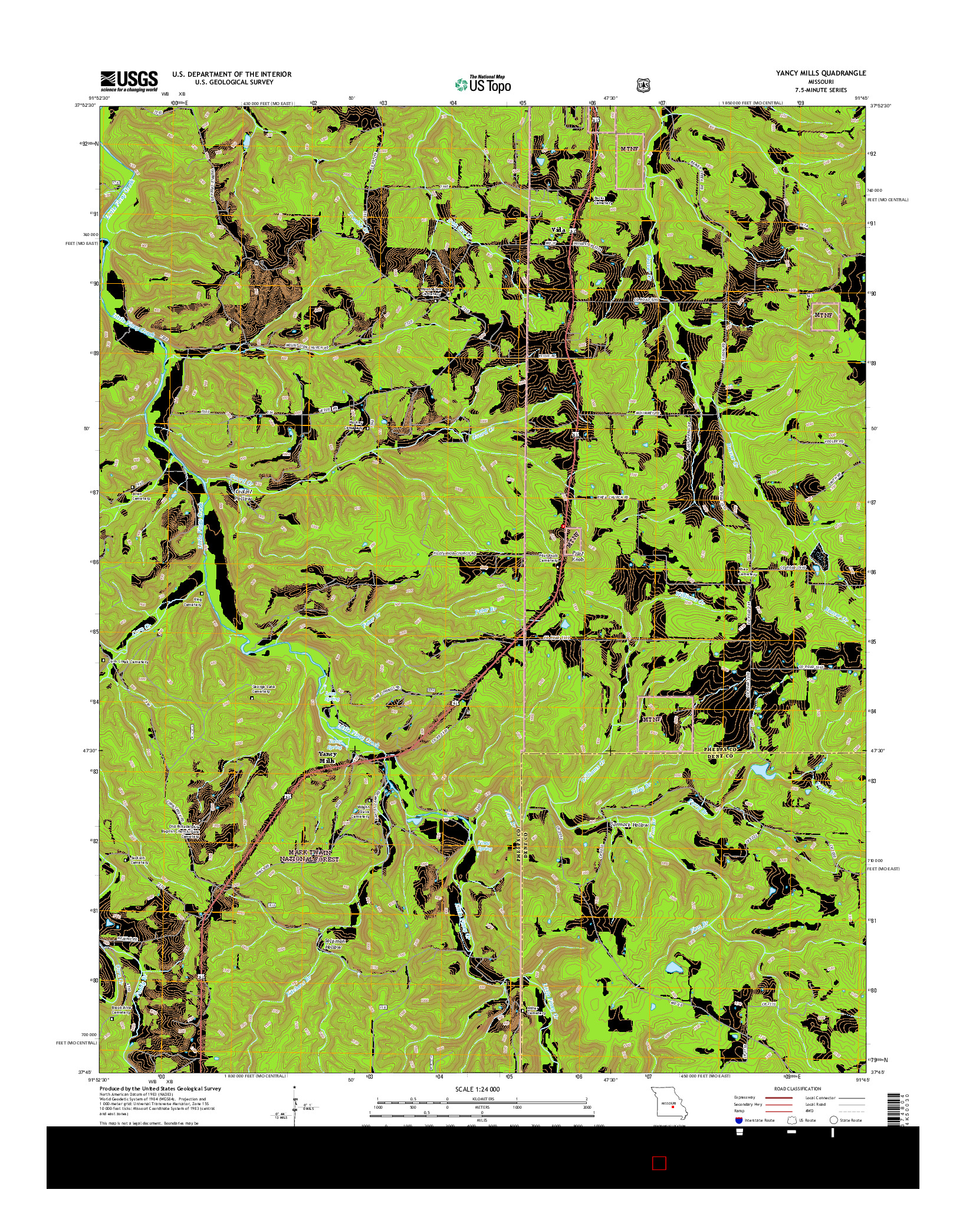 USGS US TOPO 7.5-MINUTE MAP FOR YANCY MILLS, MO 2015