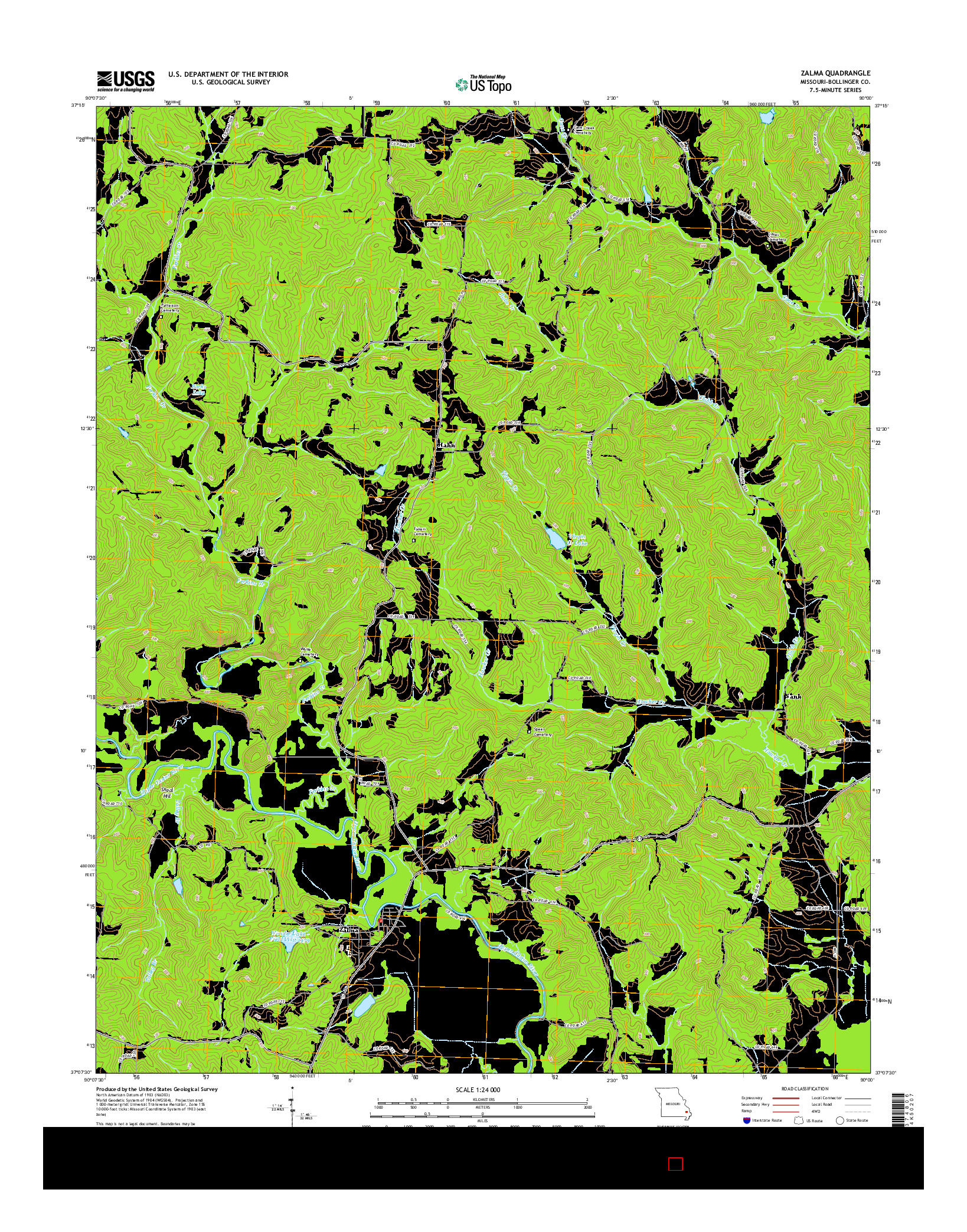 USGS US TOPO 7.5-MINUTE MAP FOR ZALMA, MO 2015