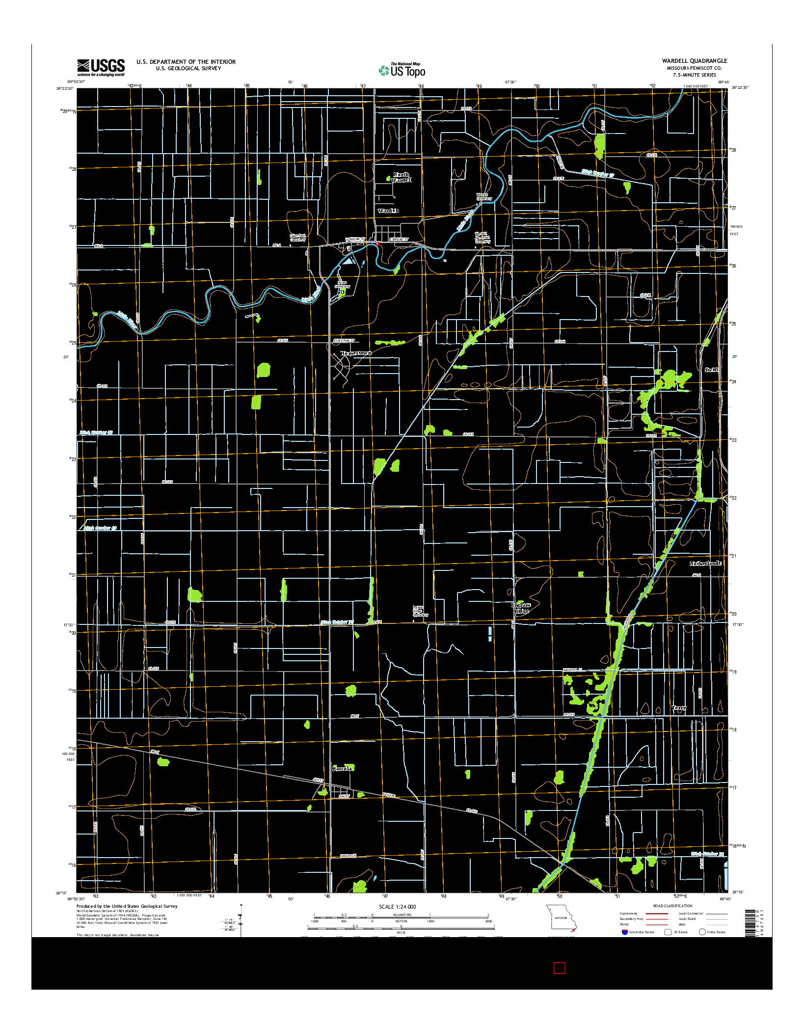 USGS US TOPO 7.5-MINUTE MAP FOR WARDELL, MO 2015