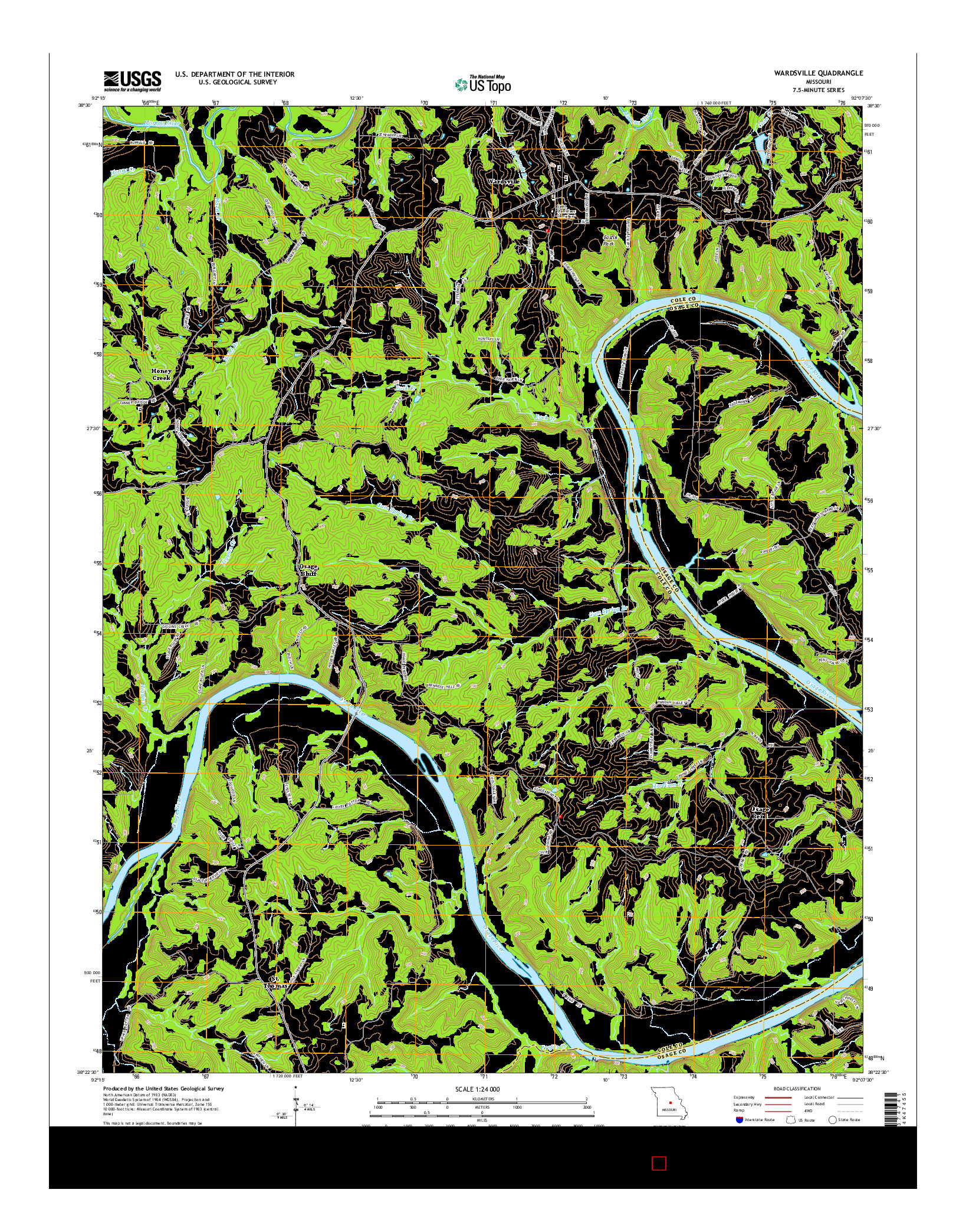 USGS US TOPO 7.5-MINUTE MAP FOR WARDSVILLE, MO 2015