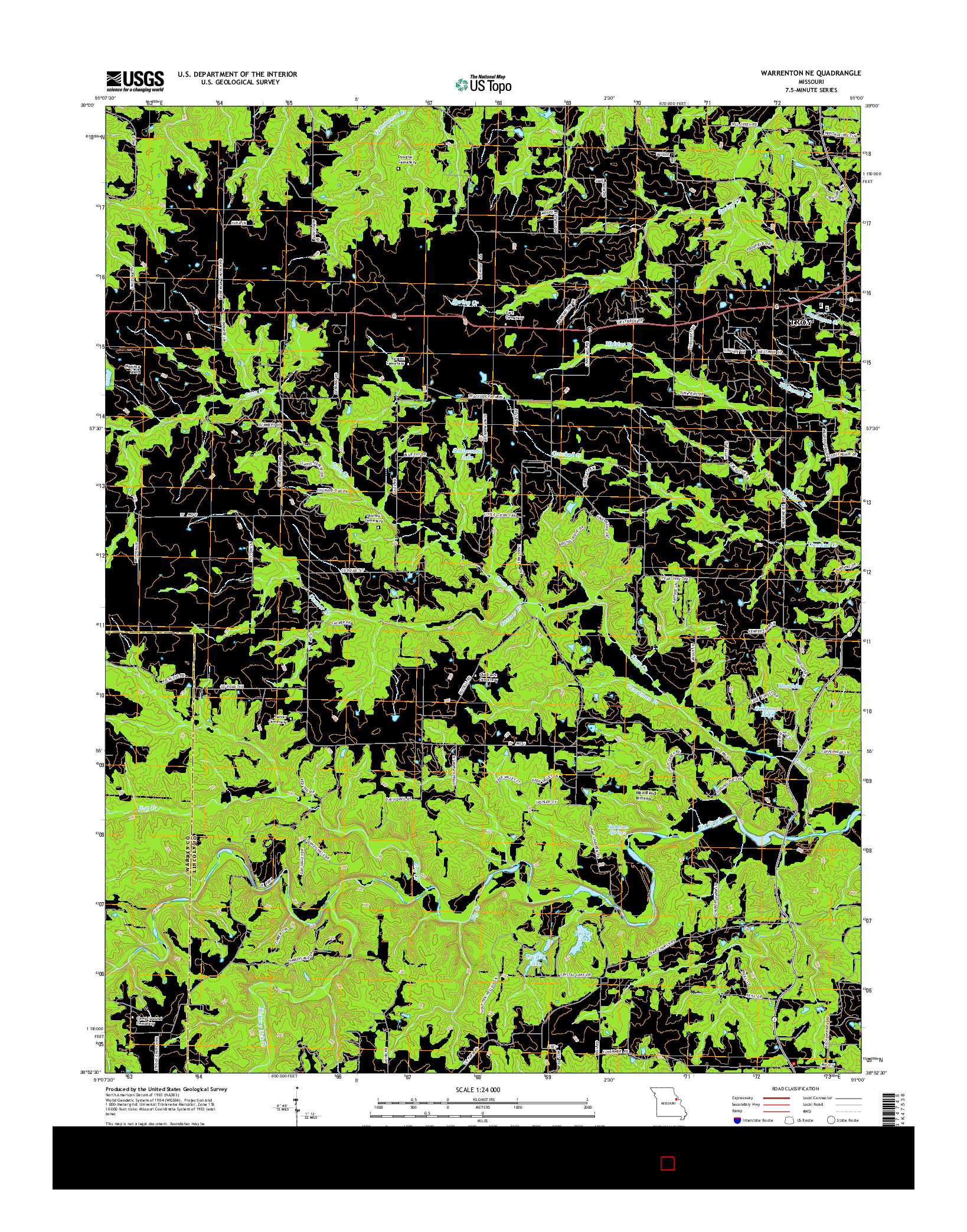 USGS US TOPO 7.5-MINUTE MAP FOR WARRENTON NE, MO 2015