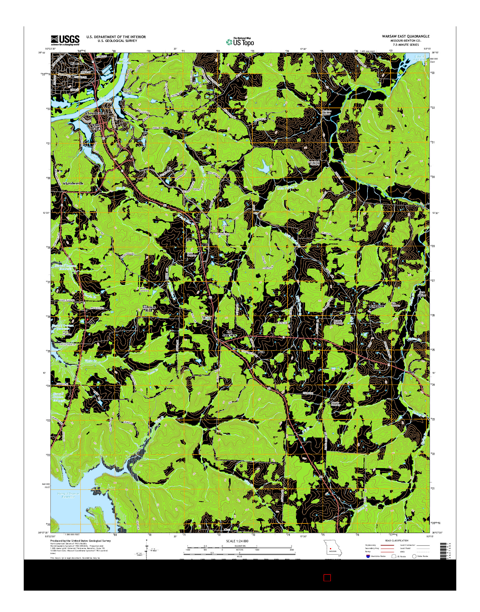 USGS US TOPO 7.5-MINUTE MAP FOR WARSAW EAST, MO 2015