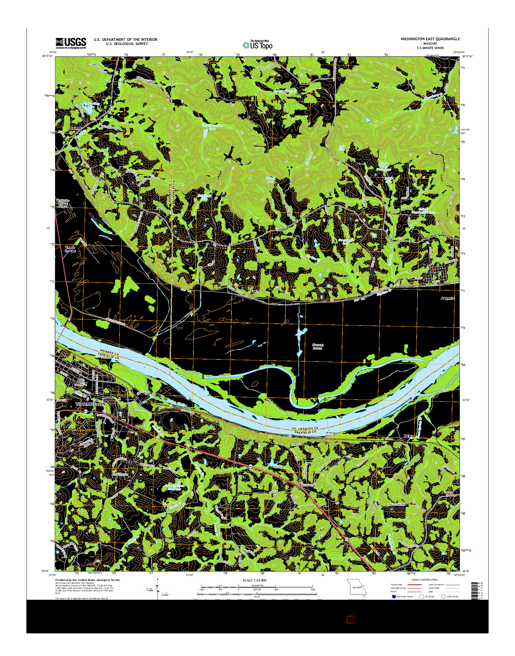 USGS US TOPO 7.5-MINUTE MAP FOR WASHINGTON EAST, MO 2015