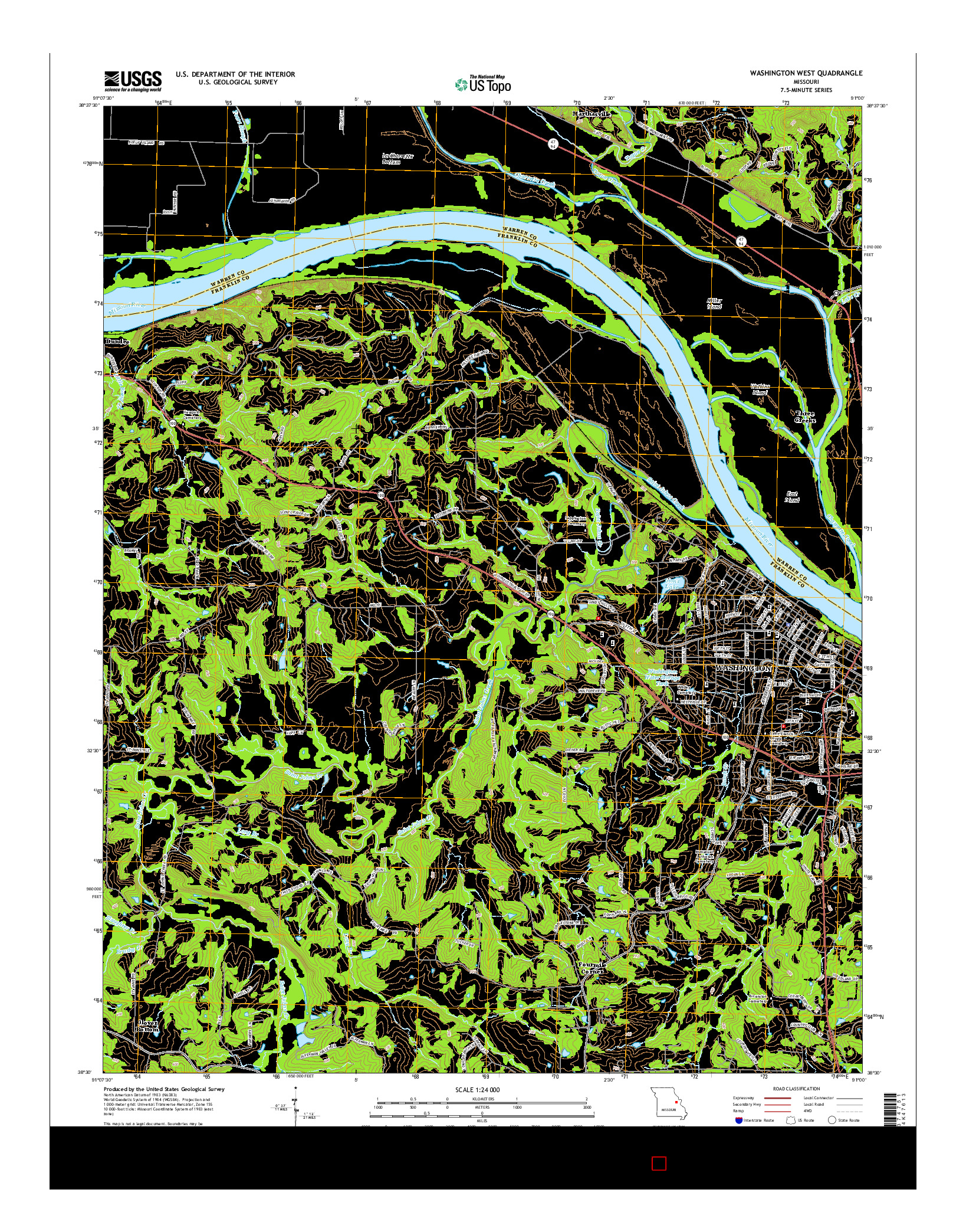 USGS US TOPO 7.5-MINUTE MAP FOR WASHINGTON WEST, MO 2015