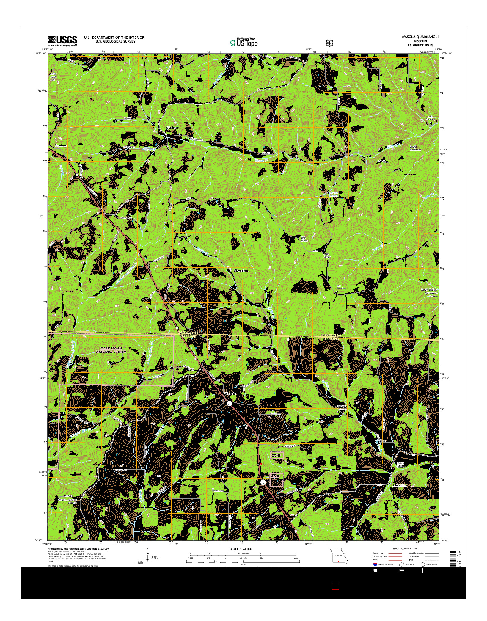 USGS US TOPO 7.5-MINUTE MAP FOR WASOLA, MO 2015