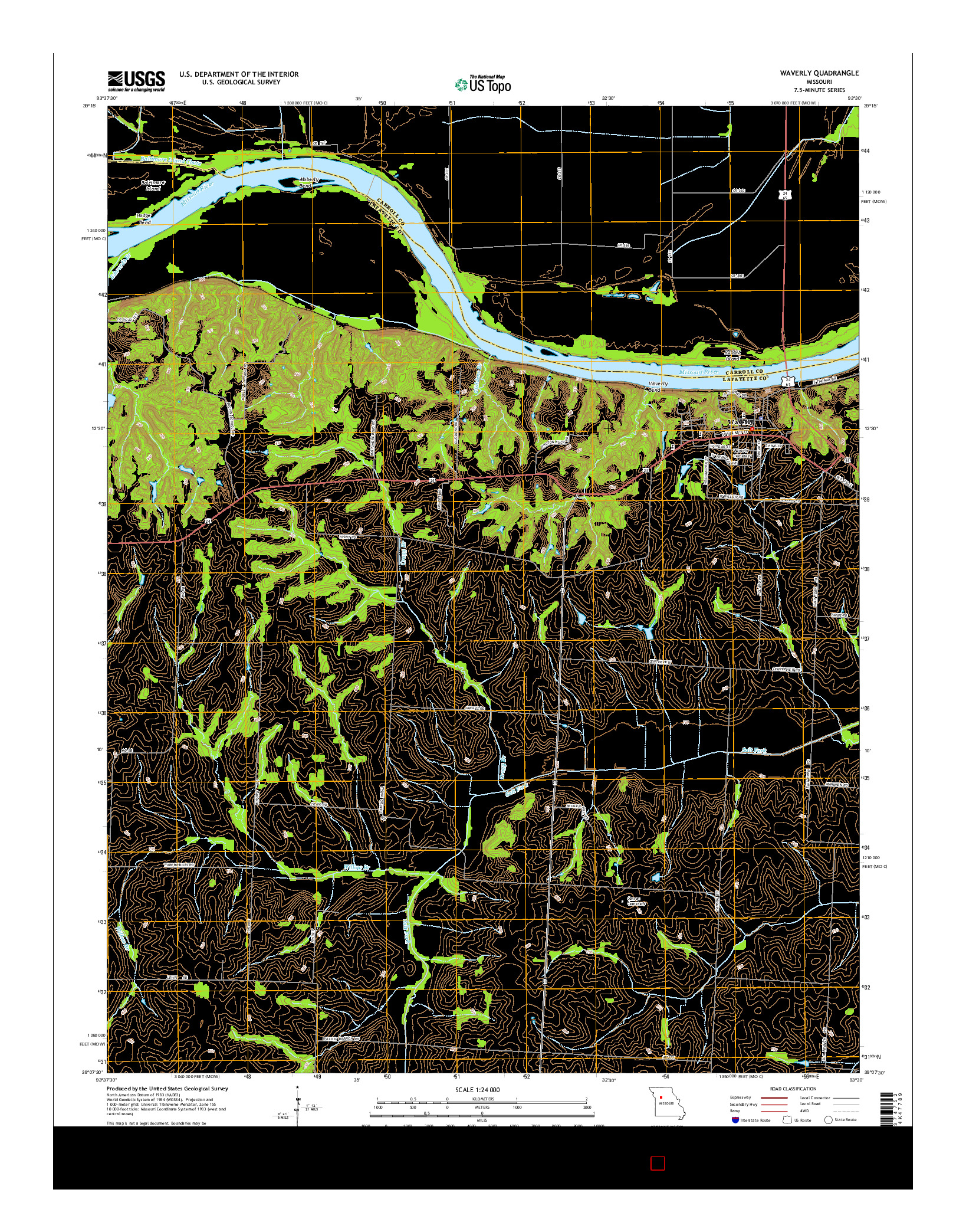 USGS US TOPO 7.5-MINUTE MAP FOR WAVERLY, MO 2015