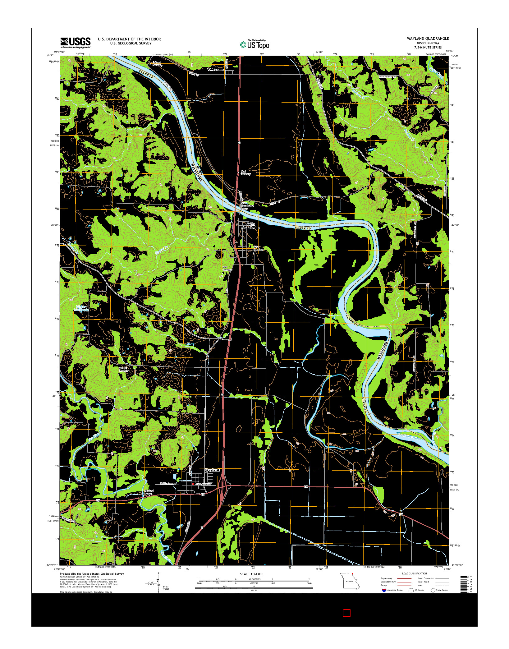 USGS US TOPO 7.5-MINUTE MAP FOR WAYLAND, MO-IA 2015