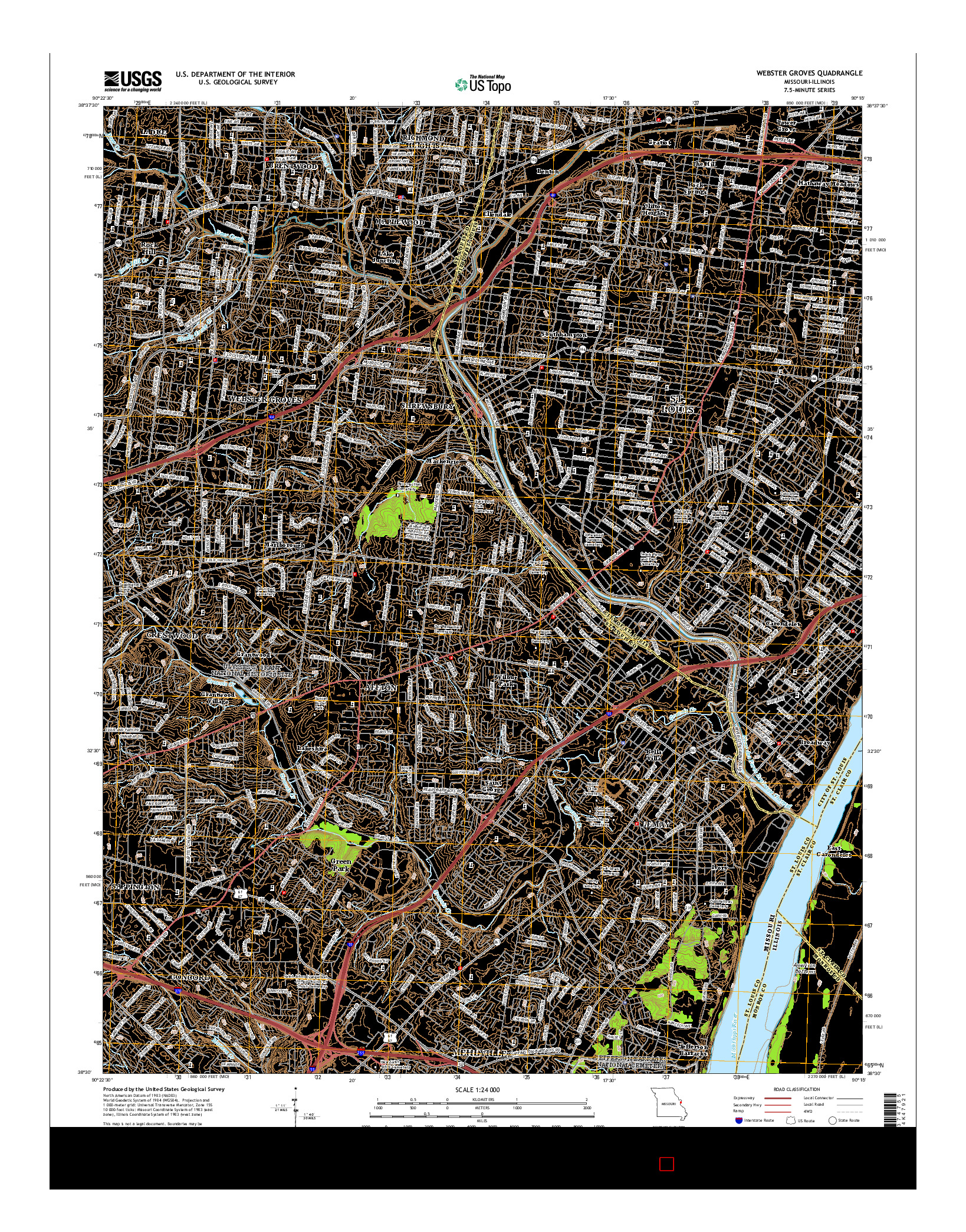 USGS US TOPO 7.5-MINUTE MAP FOR WEBSTER GROVES, MO-IL 2015