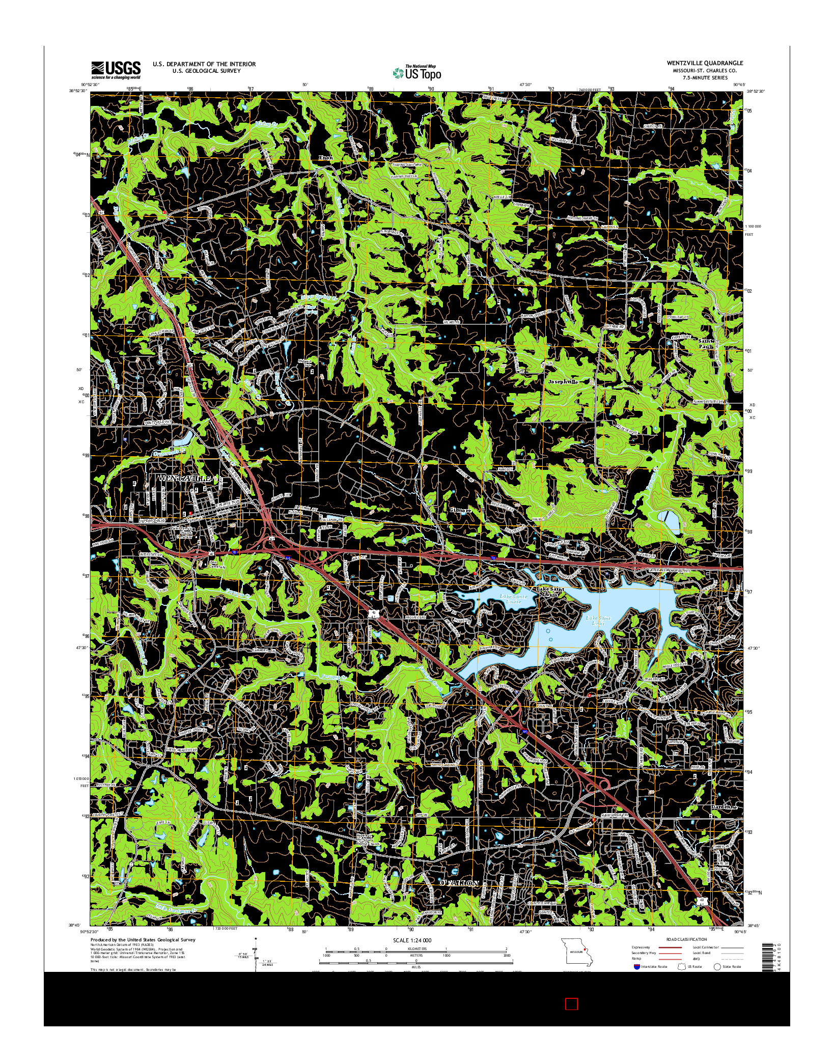 USGS US TOPO 7.5-MINUTE MAP FOR WENTZVILLE, MO 2015