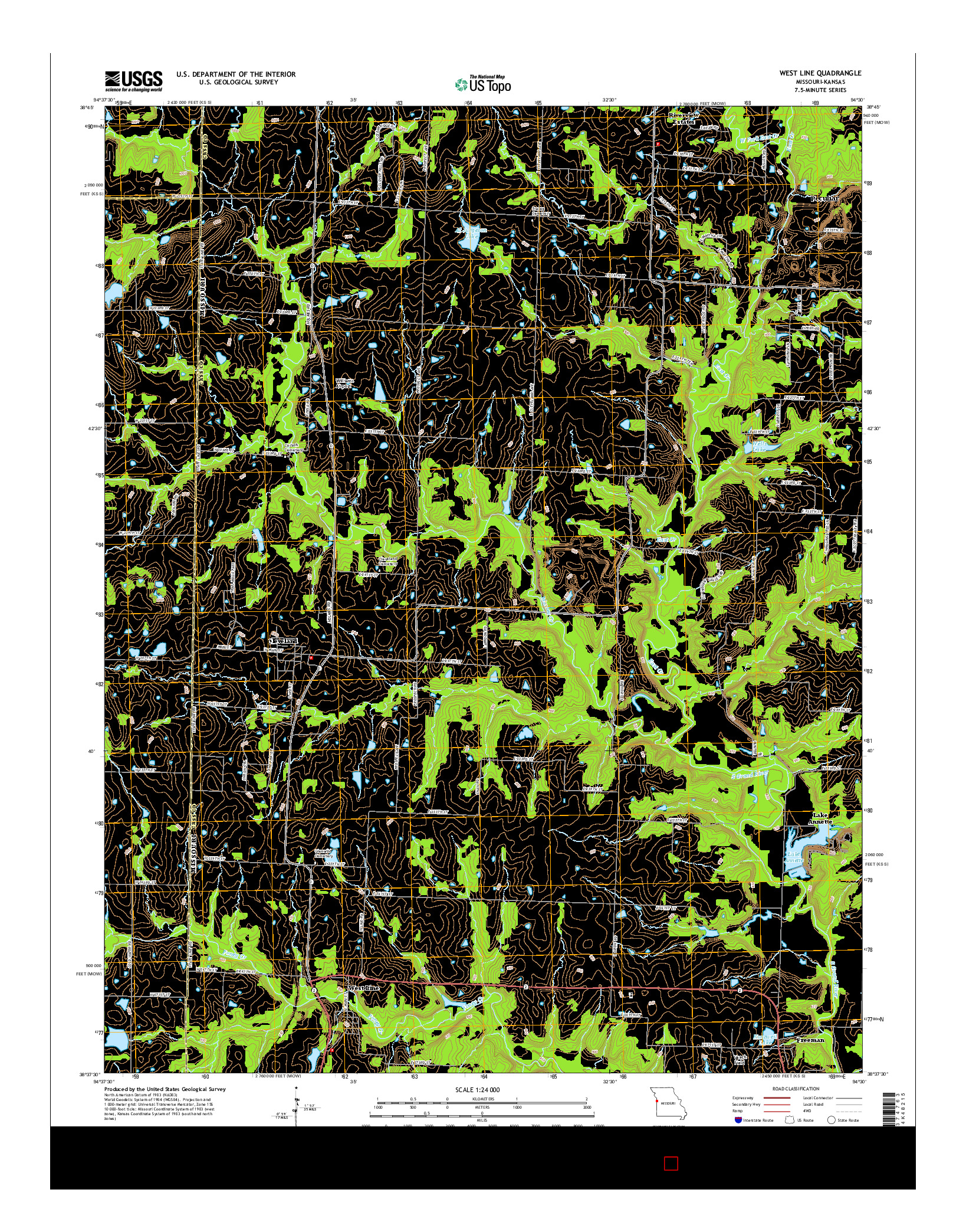 USGS US TOPO 7.5-MINUTE MAP FOR WEST LINE, MO-KS 2015