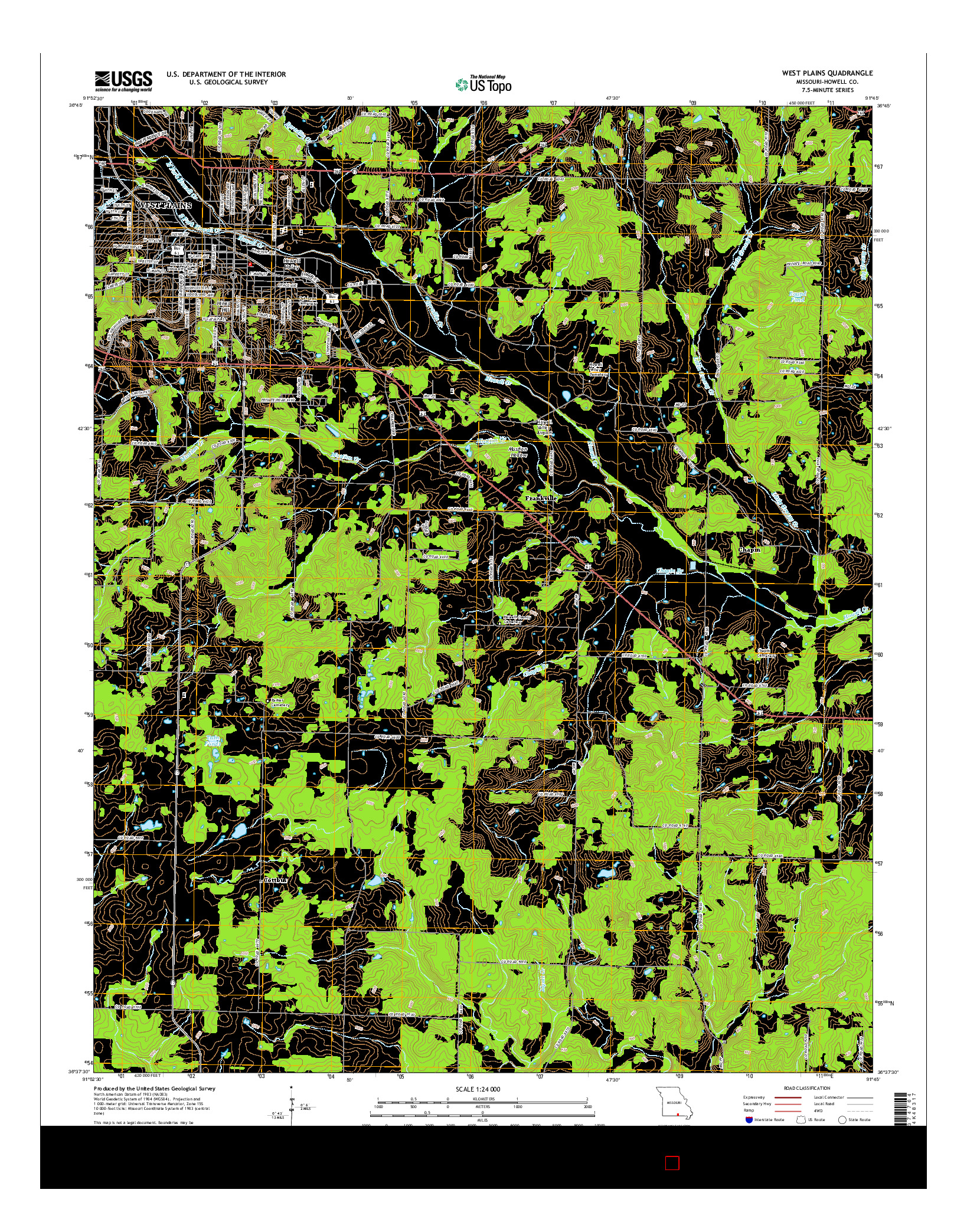 USGS US TOPO 7.5-MINUTE MAP FOR WEST PLAINS, MO 2015